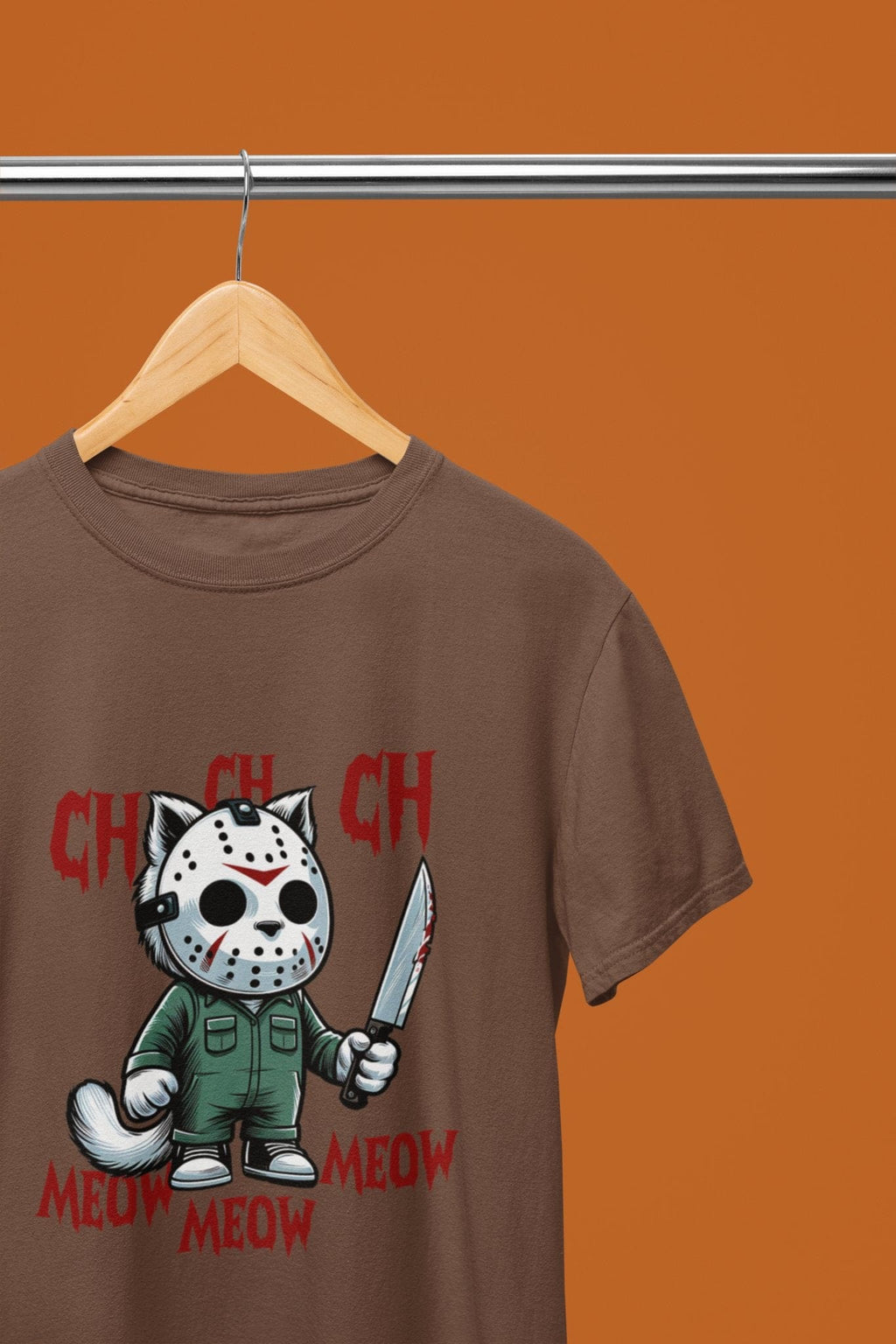 My Store Halloween Brown / Small / T-Shirt Ch Ch Meow Meow Funny Horror Cat Halloween Sweatshirt & T-Shirt