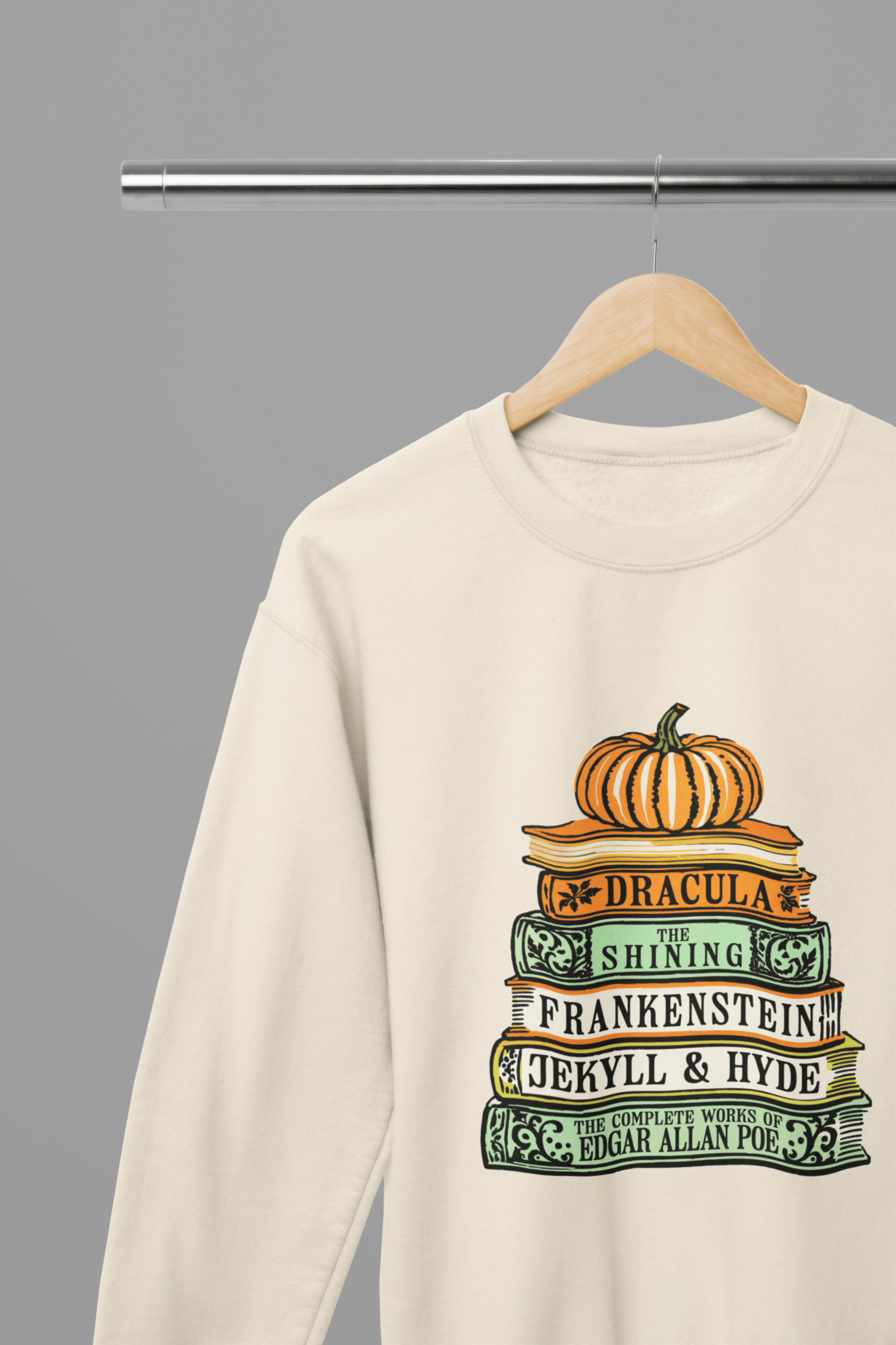 My Store Halloween Beige / Small / Sweatshirt Classic Horror Books Sweatshirt & T-Shirt – Halloween Literature Top