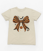 Halloween Coquette Bow Sweatshirt & T-Shirt – Pumpkin, Spider & Bat Design T-Shirt / 3XL (Adult) / Beige gift_idea unique_gift personalised_gift