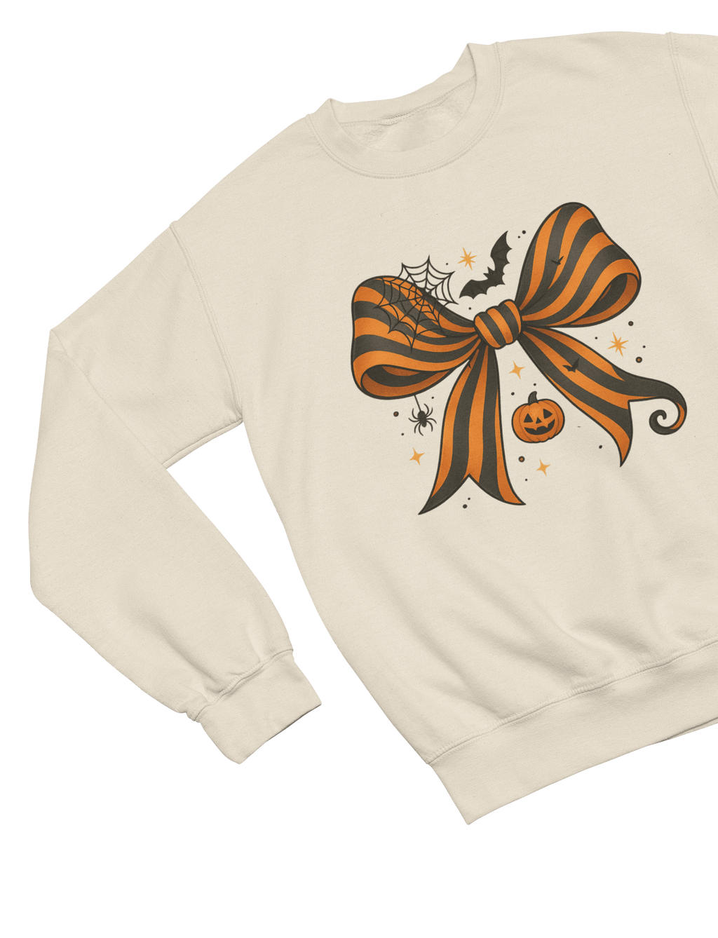 Beast and Beauty Halloween Coquette Bow Sweatshirt & T-Shirt – Pumpkin, Spider & Bat Design