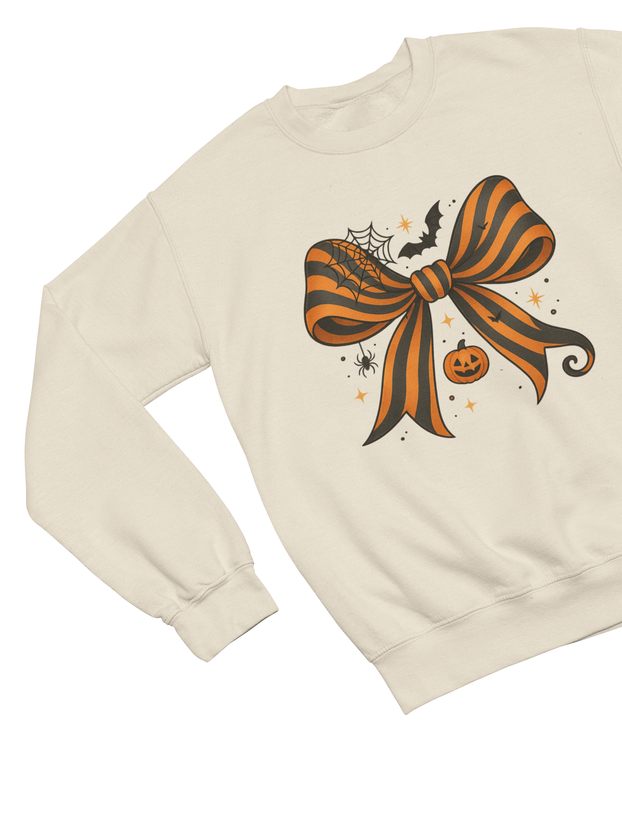 Beast and Beauty Halloween Coquette Bow Sweatshirt & T-Shirt – Pumpkin, Spider & Bat Design