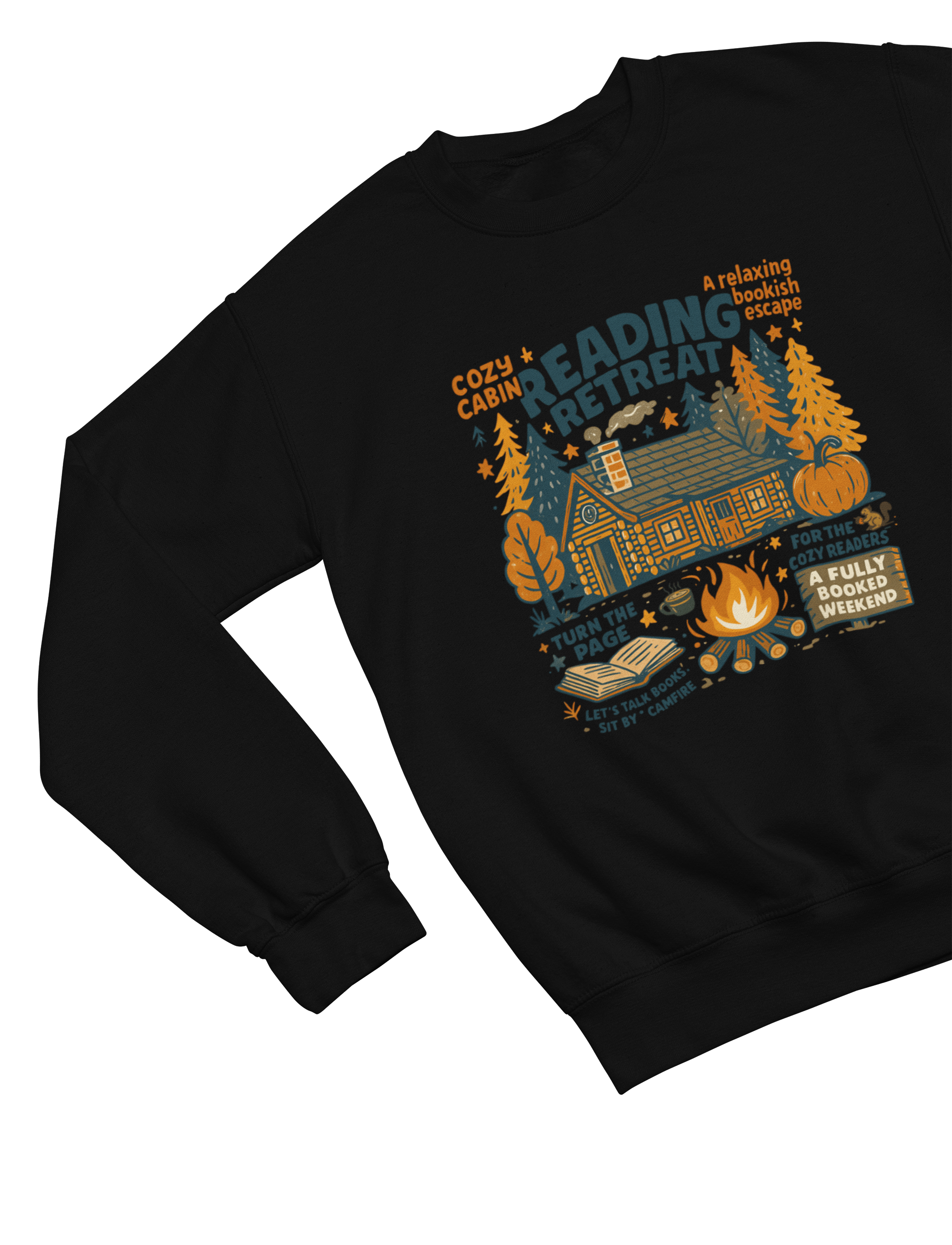 My Store Halloween Sweatshirt / S (Adult) / Black Cozy Cabin Reading Retreat Sweatshirt | Autumn Bookish Jumper