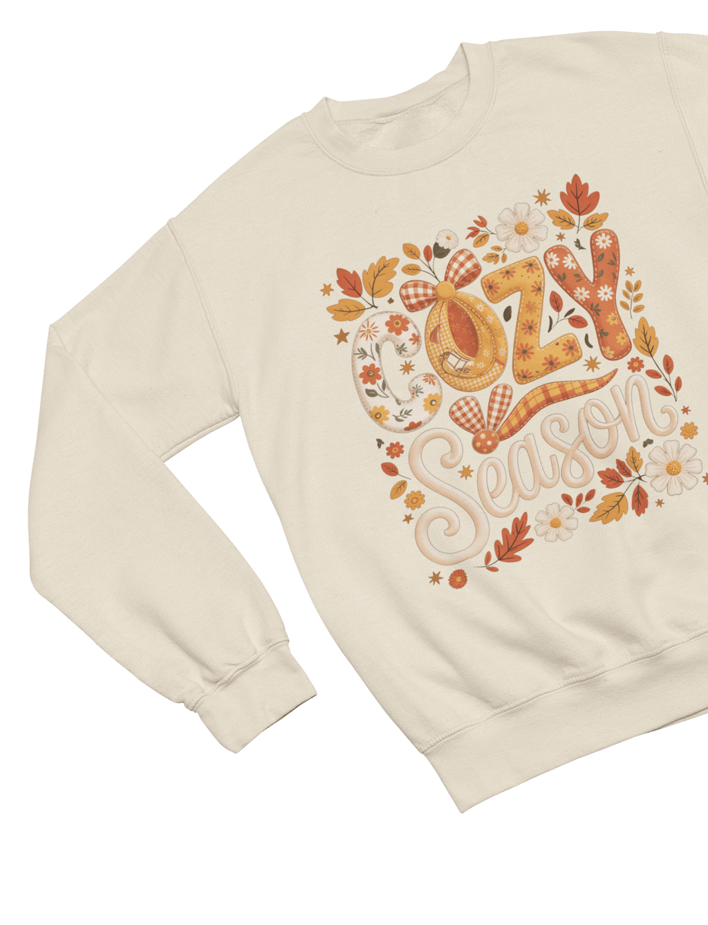 My Store Halloween Sweatshirt / S (Adult) / Beige Cozy Season Autumn Sweatshirt | Fall Flowers & Leaves Jumper