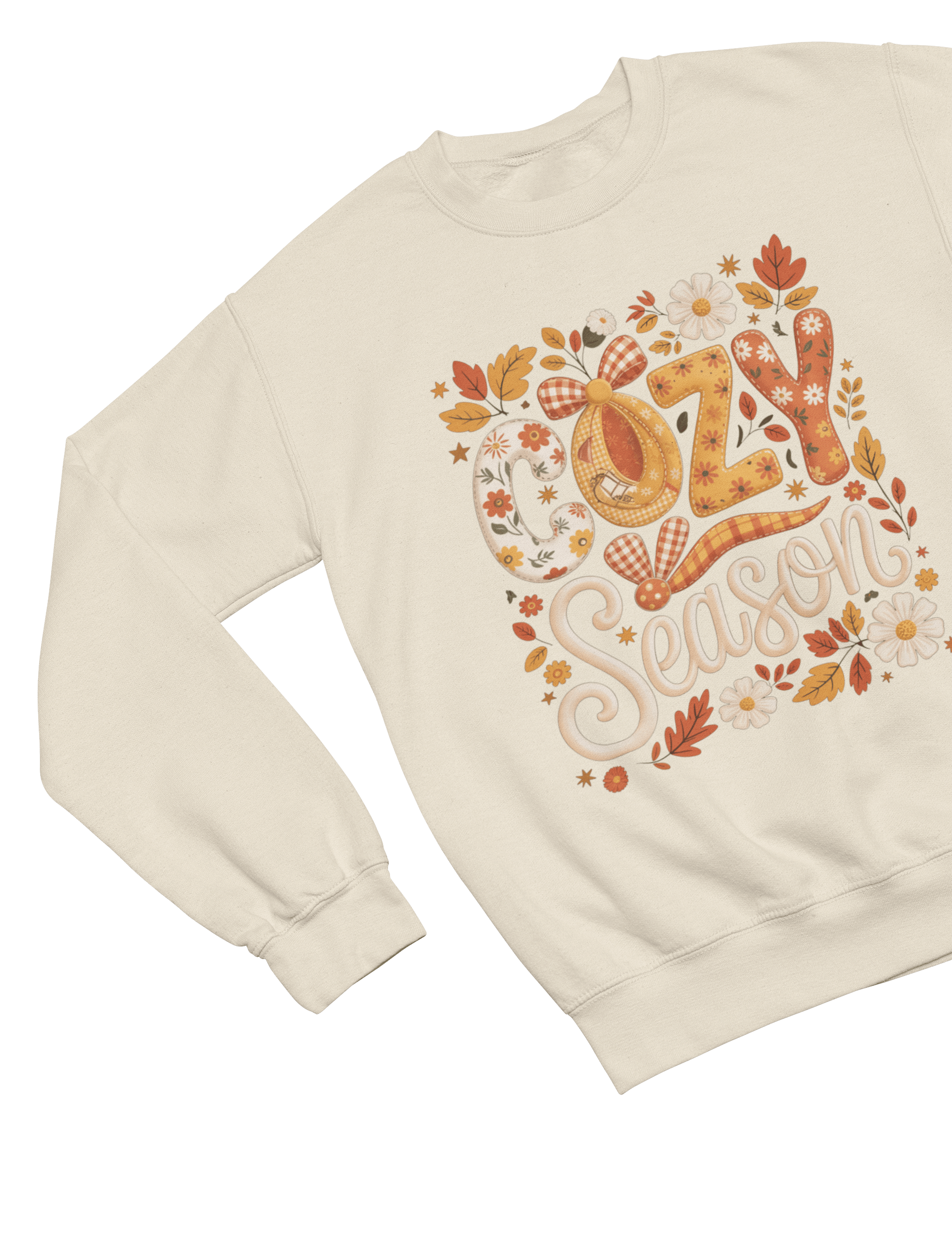 My Store Halloween Sweatshirt / S (Adult) / Beige Cozy Season Autumn Sweatshirt | Fall Flowers & Leaves Jumper