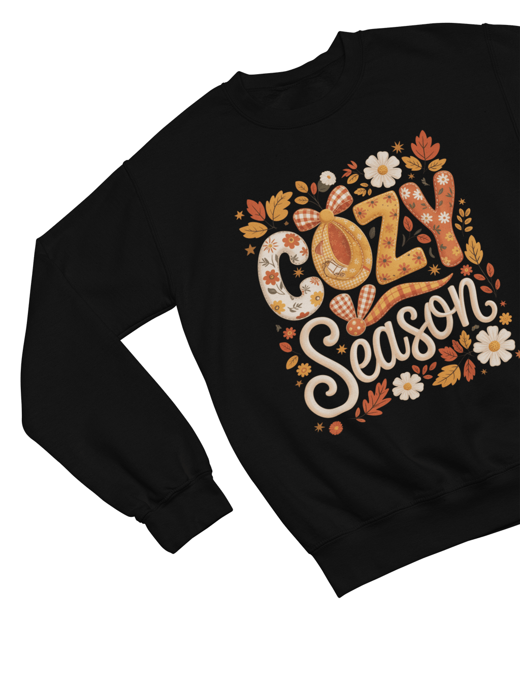 My Store Halloween Sweatshirt / S (Adult) / Black Cozy Season Autumn Sweatshirt | Fall Flowers & Leaves Jumper