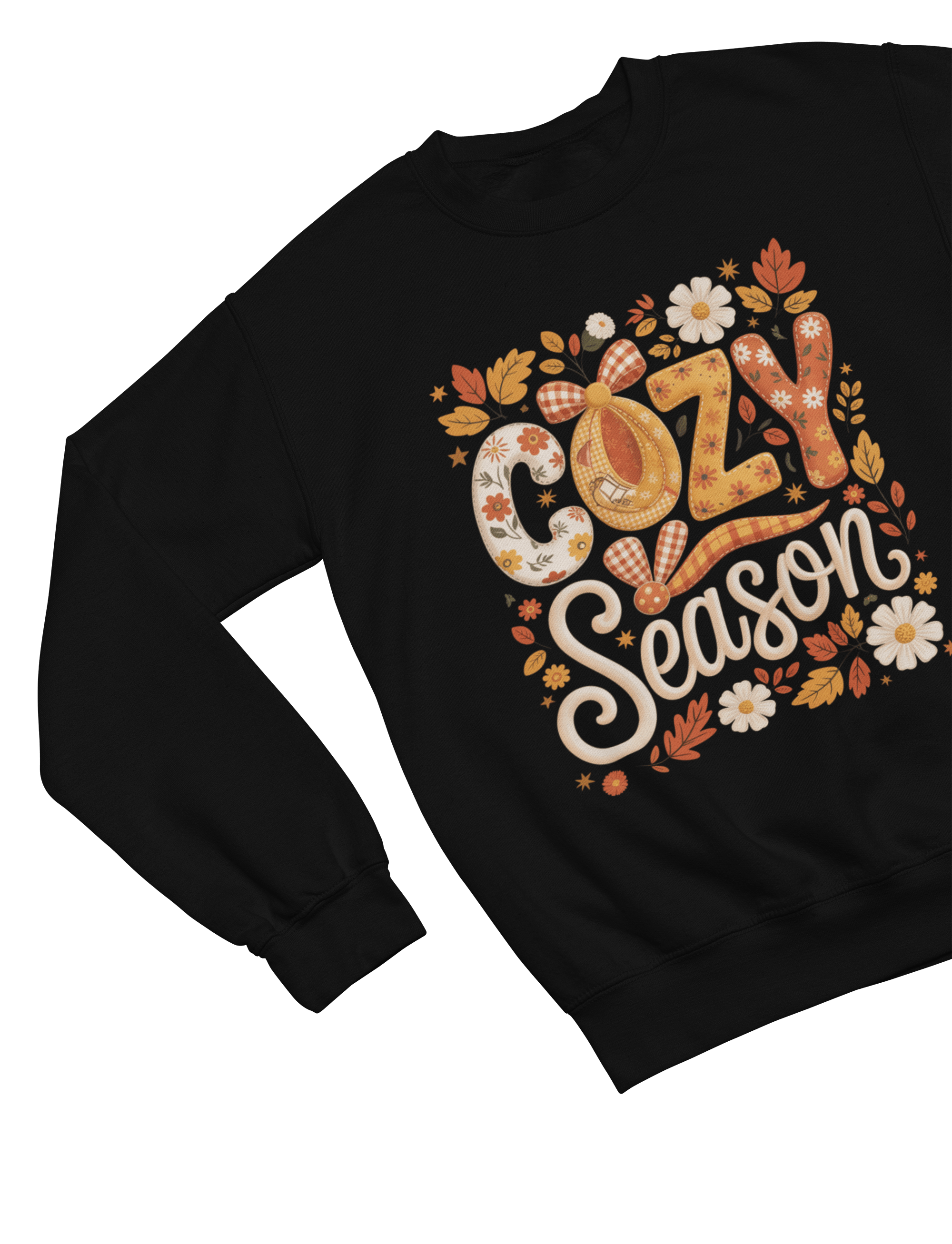 My Store Halloween Sweatshirt / S (Adult) / Black Cozy Season Autumn Sweatshirt | Fall Flowers & Leaves Jumper
