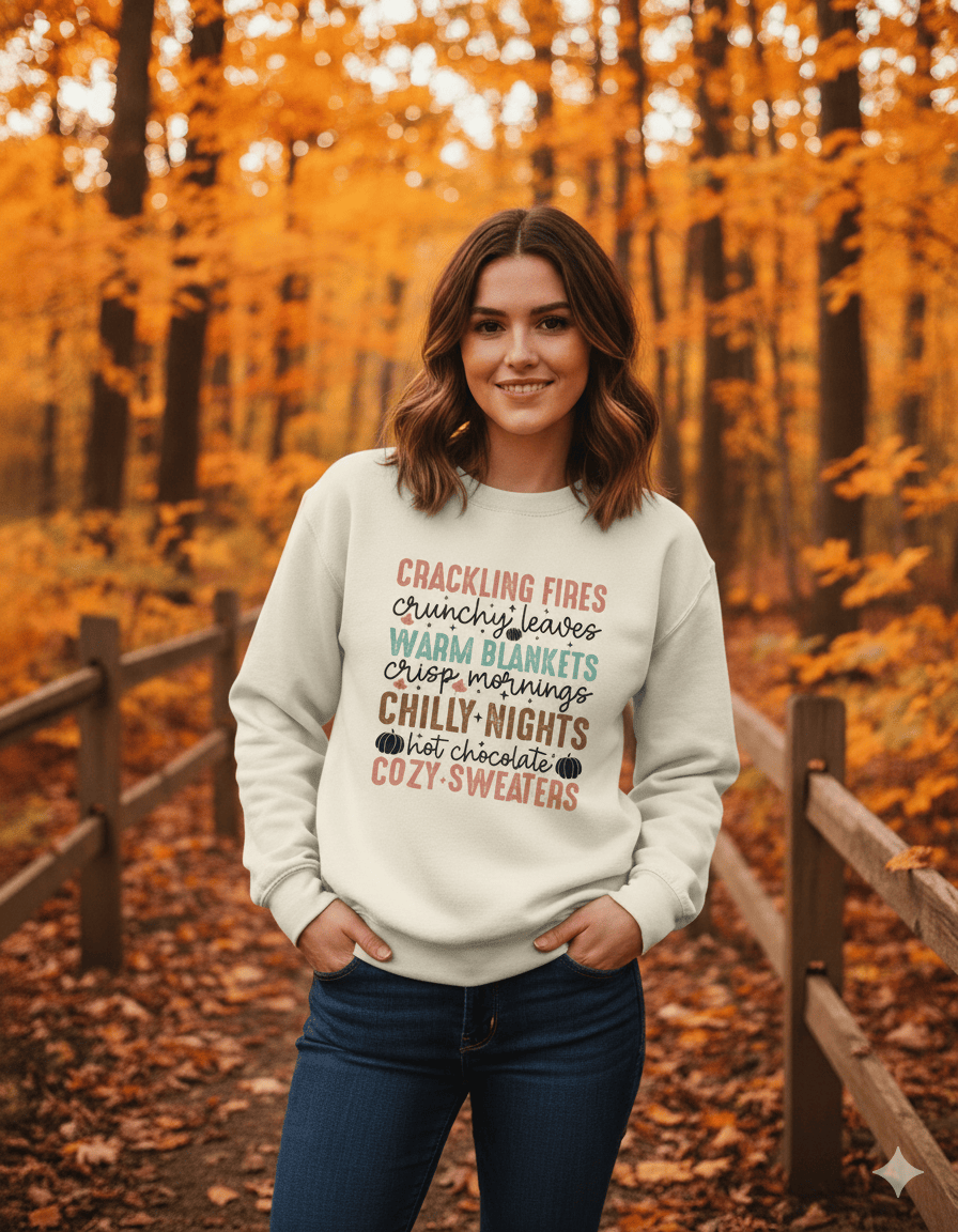 My Store Halloween Cozy Season Autumn Sweatshirt | Retro Fall Flowers Jumper