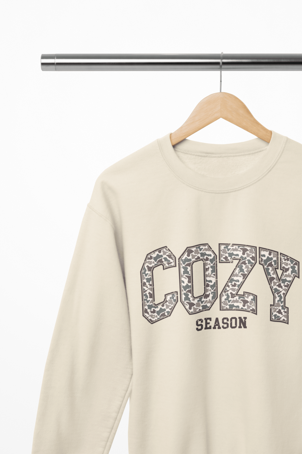My Store Halloween Cozy Season Sweatshirt | Varsity Camo Print Autumn Jumper