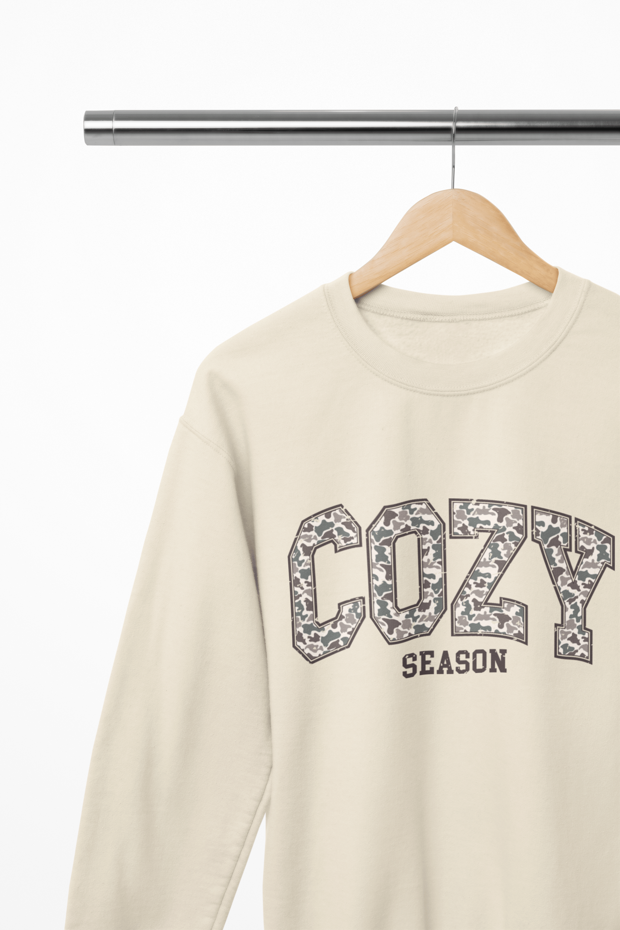 My Store Halloween Cozy Season Sweatshirt | Varsity Camo Print Autumn Jumper