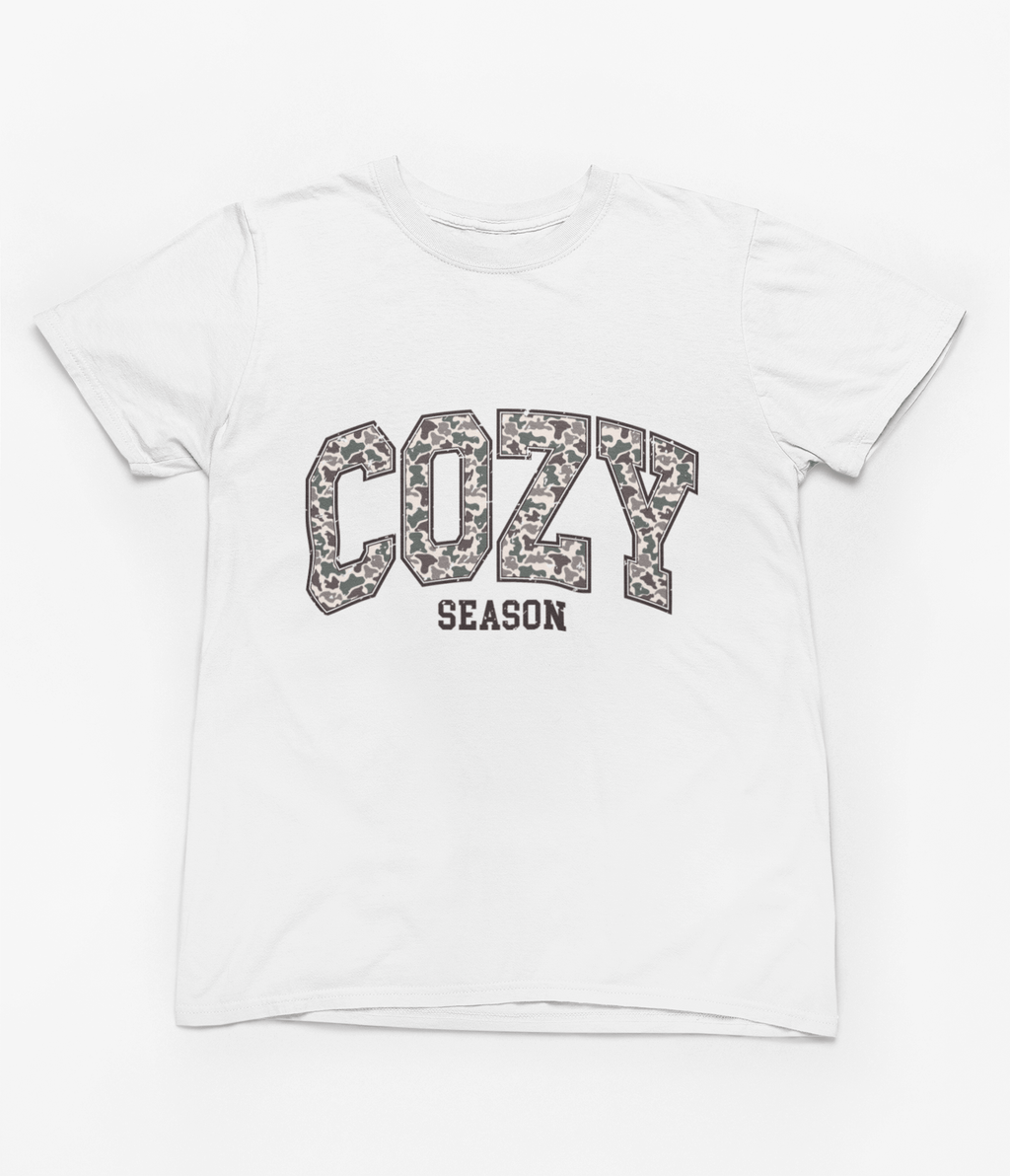 My Store Halloween T-Shirt / S (Adult) / White Cozy Season Sweatshirt | Varsity Camo Print Autumn Jumper