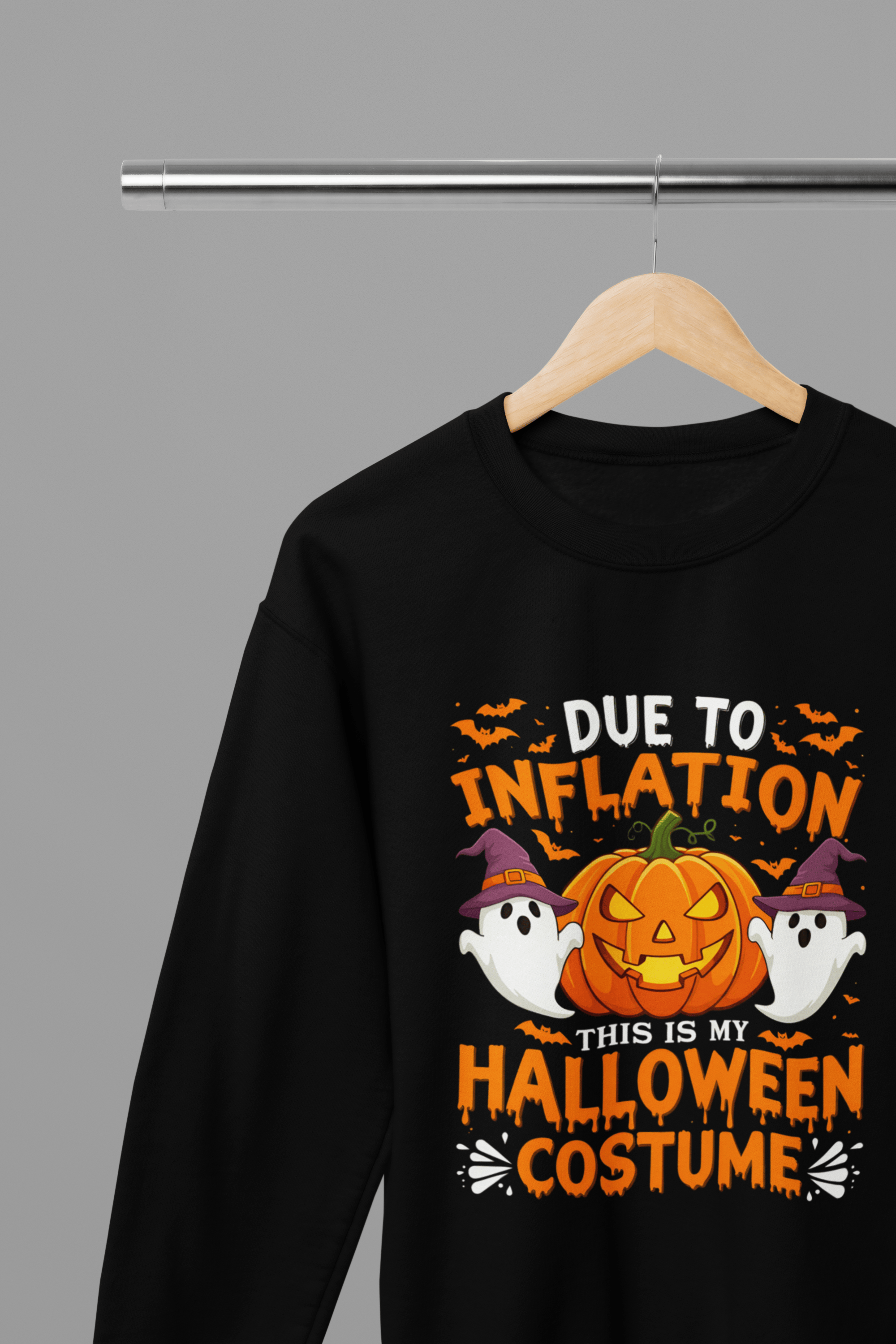 My Store Halloween Black / Small / Sweatshirt Due To Inflation Costume | Funny Halloween Sweatshirt & T-Shirt