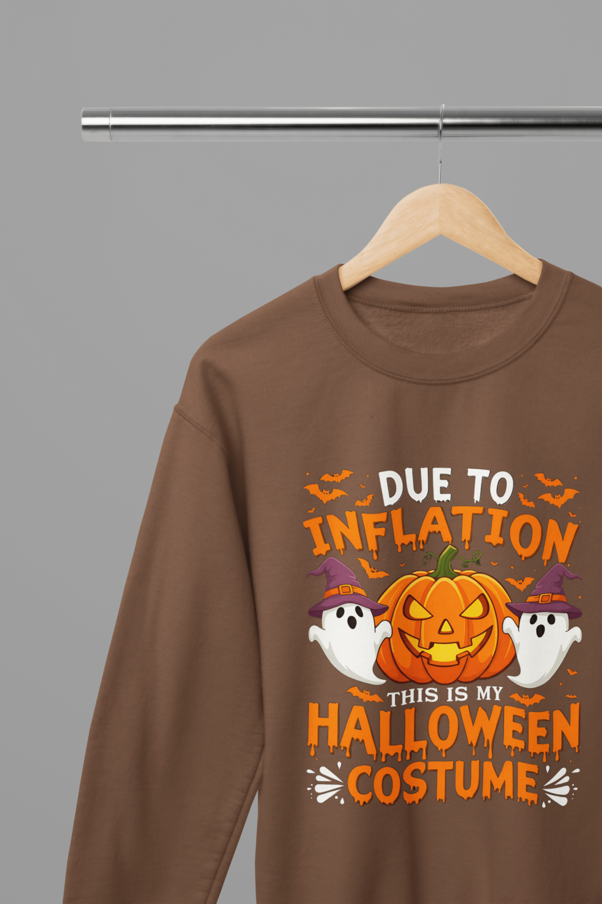 My Store Halloween Brown / Small / Sweatshirt Due To Inflation Costume | Funny Halloween Sweatshirt & T-Shirt