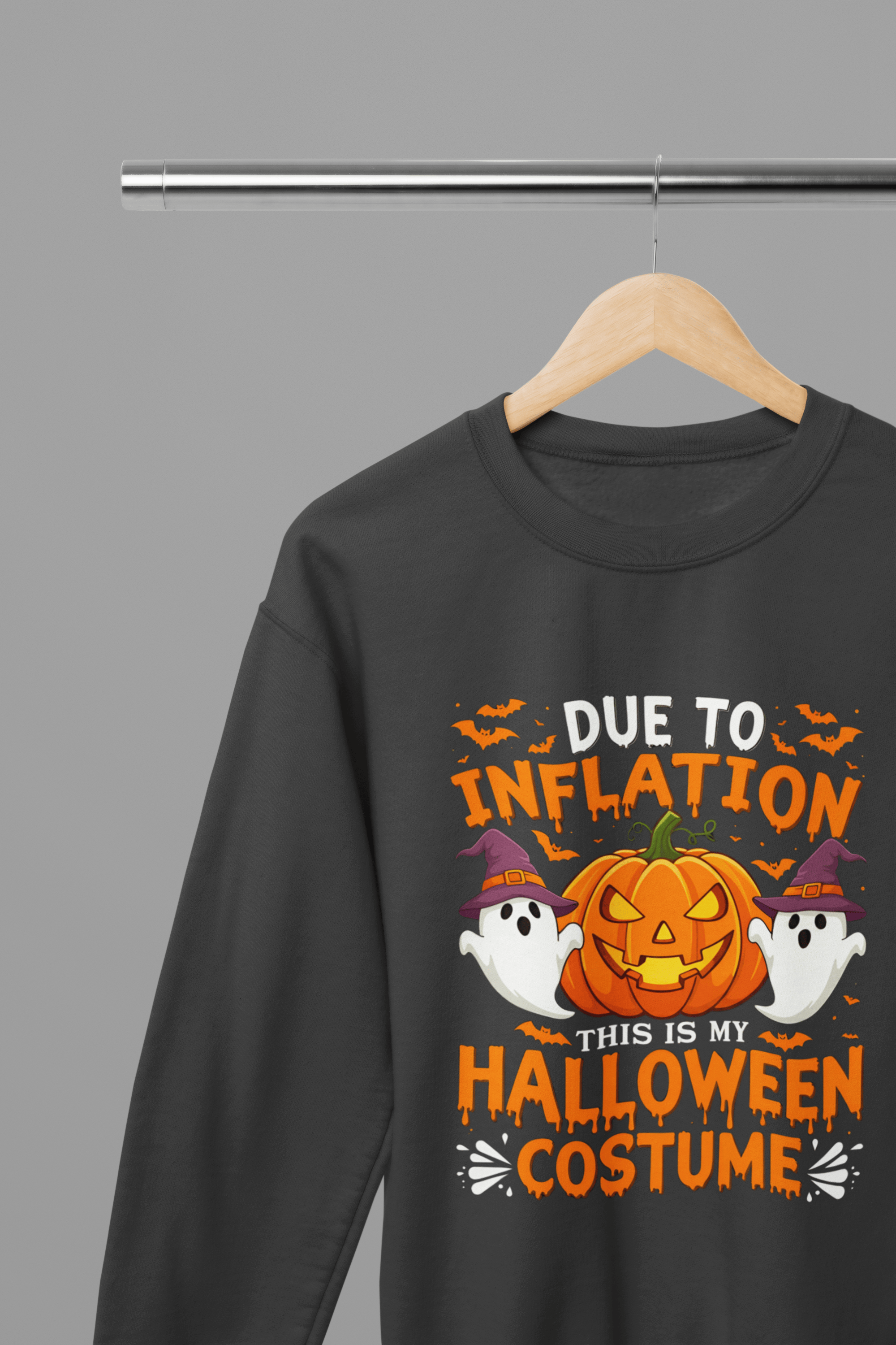 My Store Halloween Grey / Small / Sweatshirt Due To Inflation Costume | Funny Halloween Sweatshirt & T-Shirt