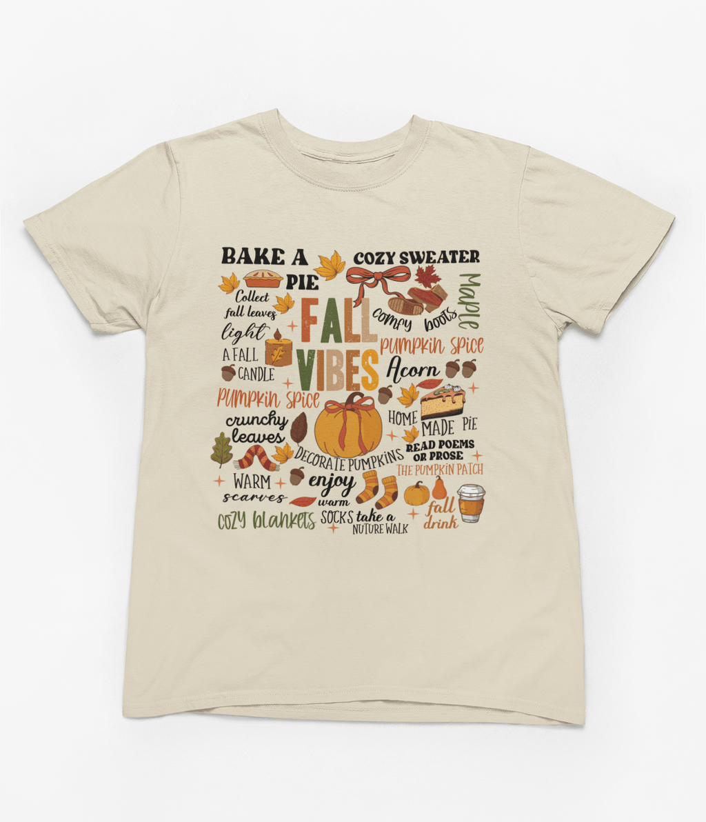 My Store Halloween T-Shirt / S (Adult) / Beige Fall Vibes Sweatshirt | Cozy Autumn Word Art Jumper