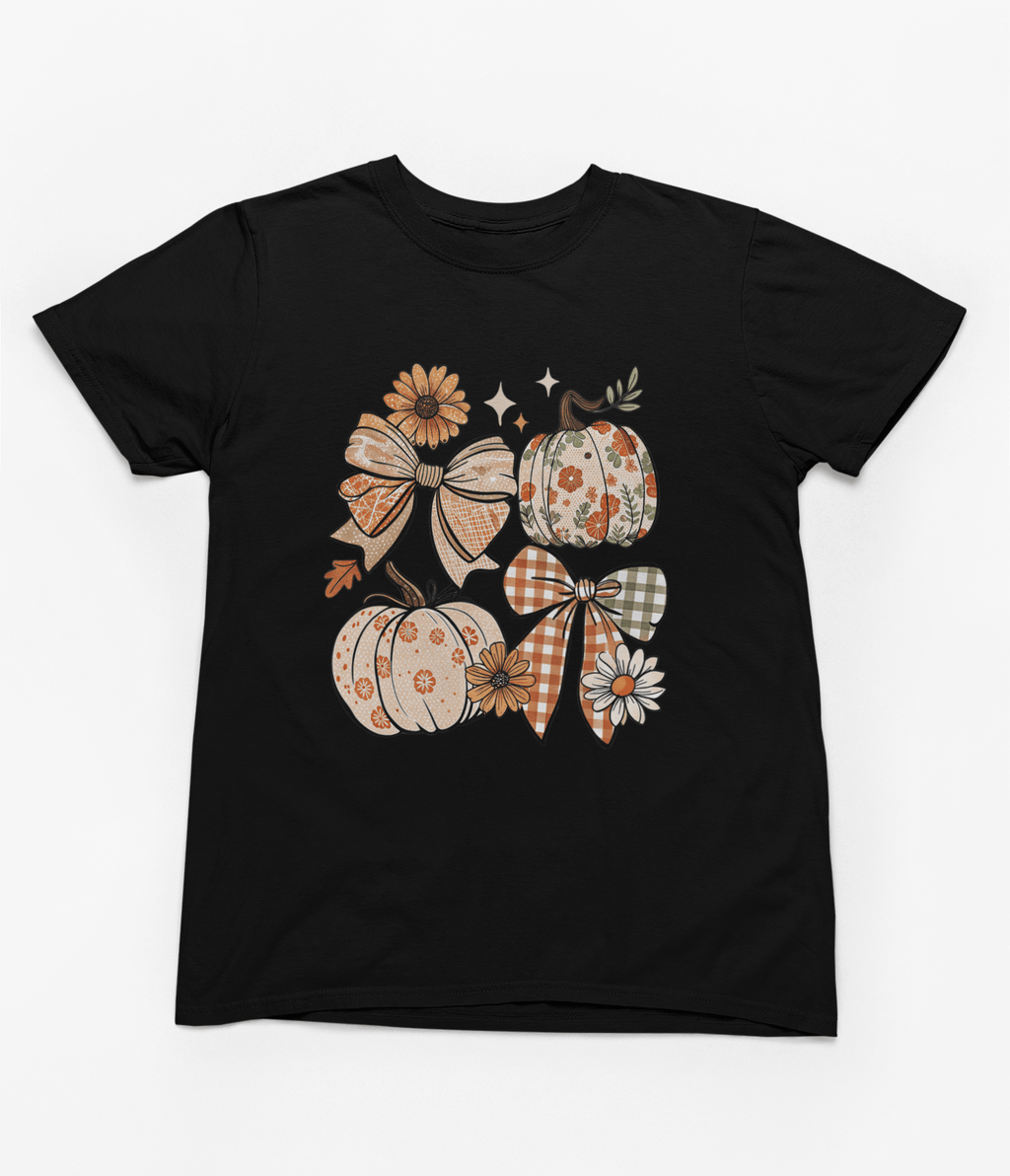 My Store Halloween T-Shirt / S (Adult) / Black Floral Pumpkin Bow Sweatshirt | Coquette Autumn Cozy Jumper
