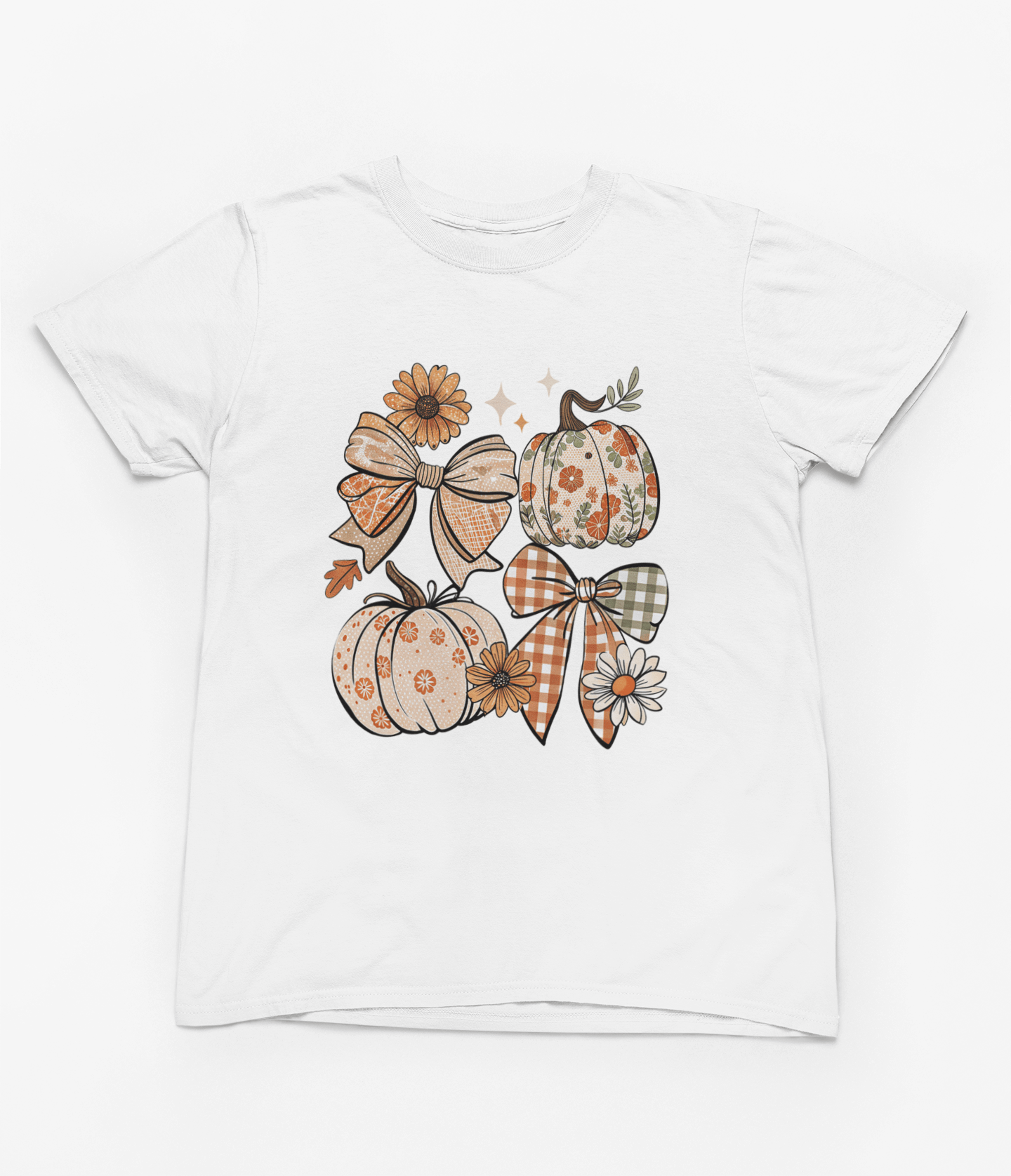 My Store Halloween T-Shirt / S (Adult) / White Floral Pumpkin Bow Sweatshirt | Coquette Autumn Cozy Jumper