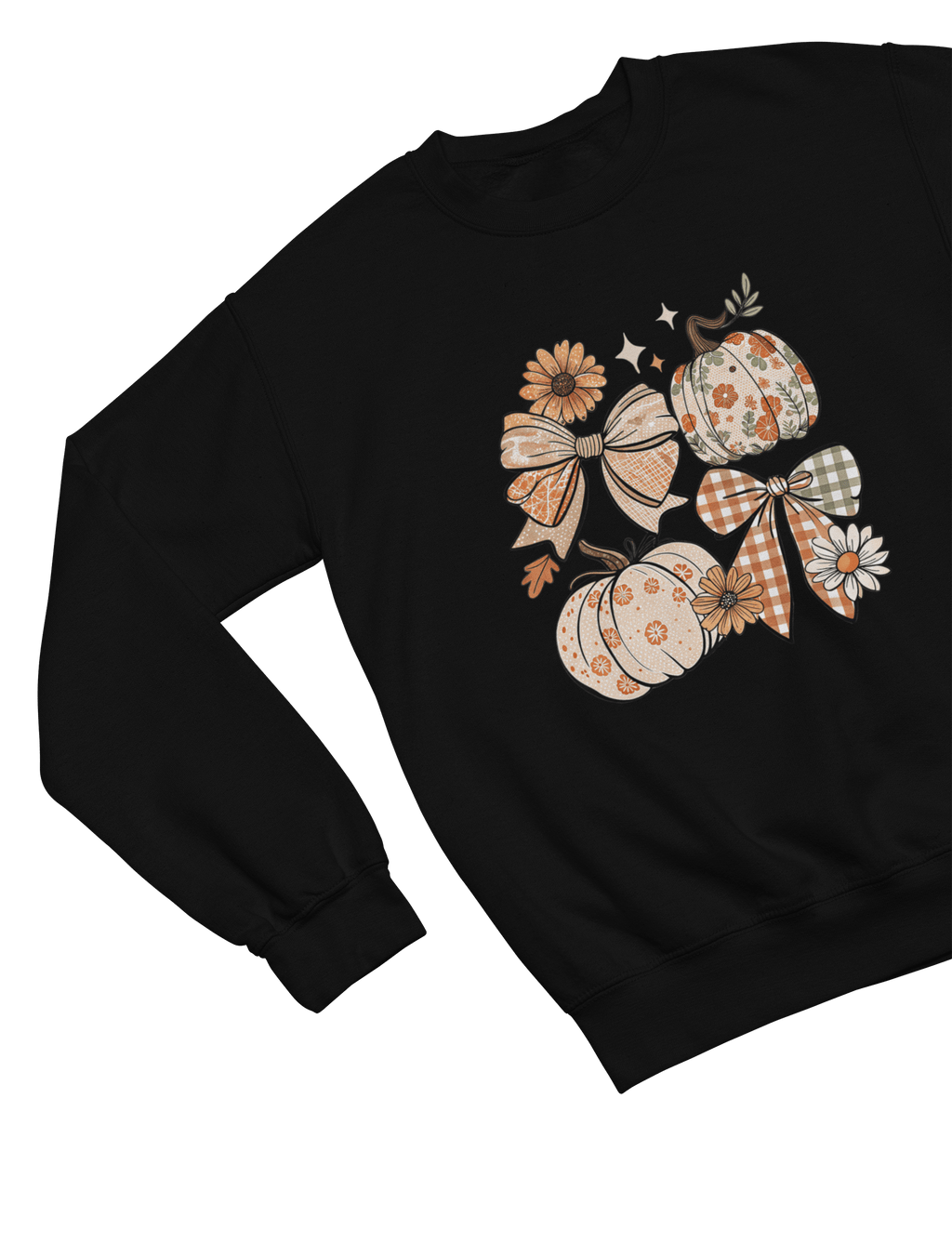 My Store Halloween Sweatshirt / S (Adult) / Black Floral Pumpkin Bow Sweatshirt | Coquette Autumn Cozy Jumper