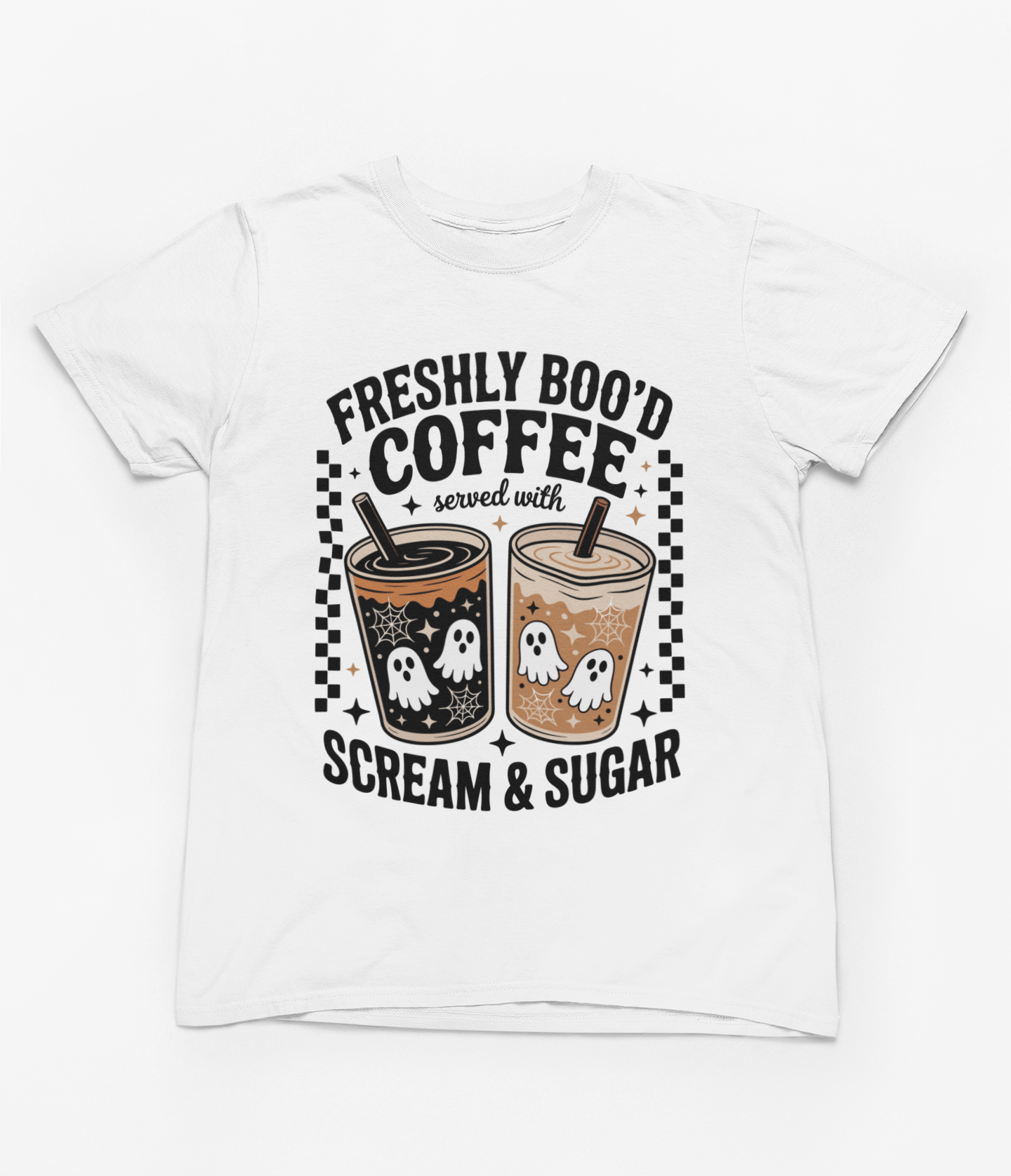 My Store Halloween T-Shirt / S (Adult) / White Freshly Boo’d Coffee Halloween Sweatshirt & T-Shirt | Spooky Retro