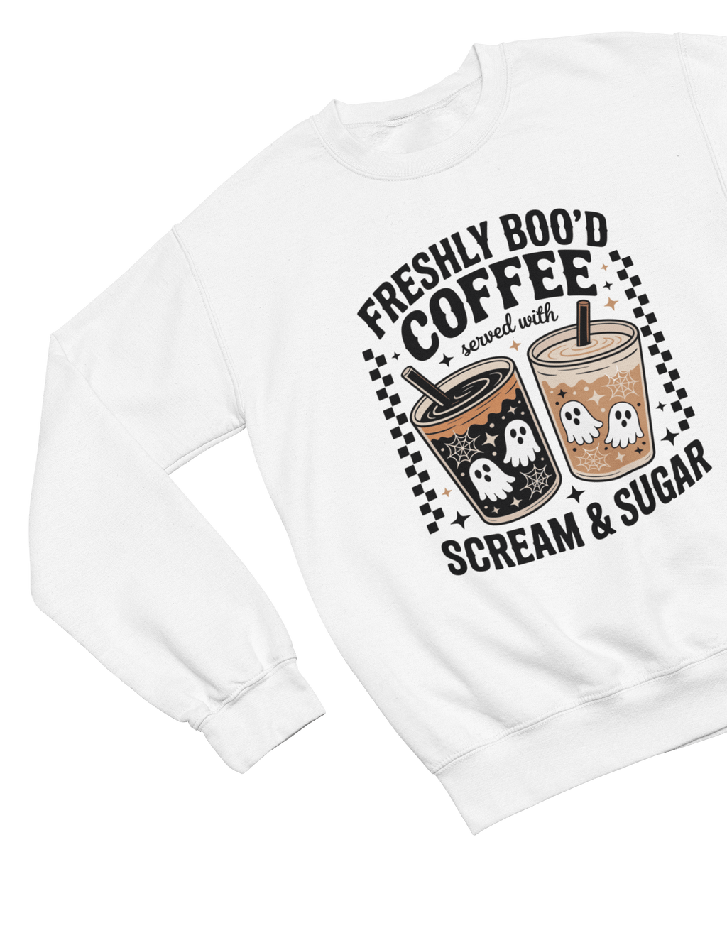 My Store Halloween Sweatshirt / S (Adult) / White Freshly Boo’d Coffee Halloween Sweatshirt & T-Shirt | Spooky Retro