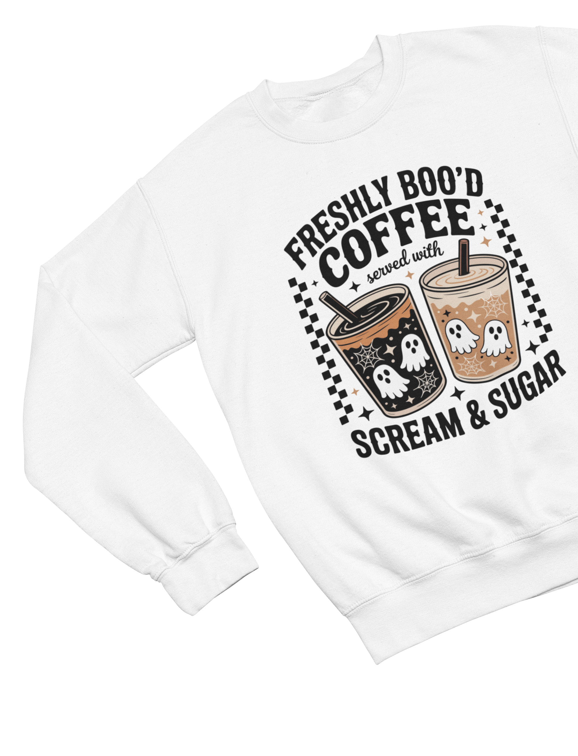 My Store Halloween Sweatshirt / S (Adult) / White Freshly Boo’d Coffee Halloween Sweatshirt & T-Shirt | Spooky Retro