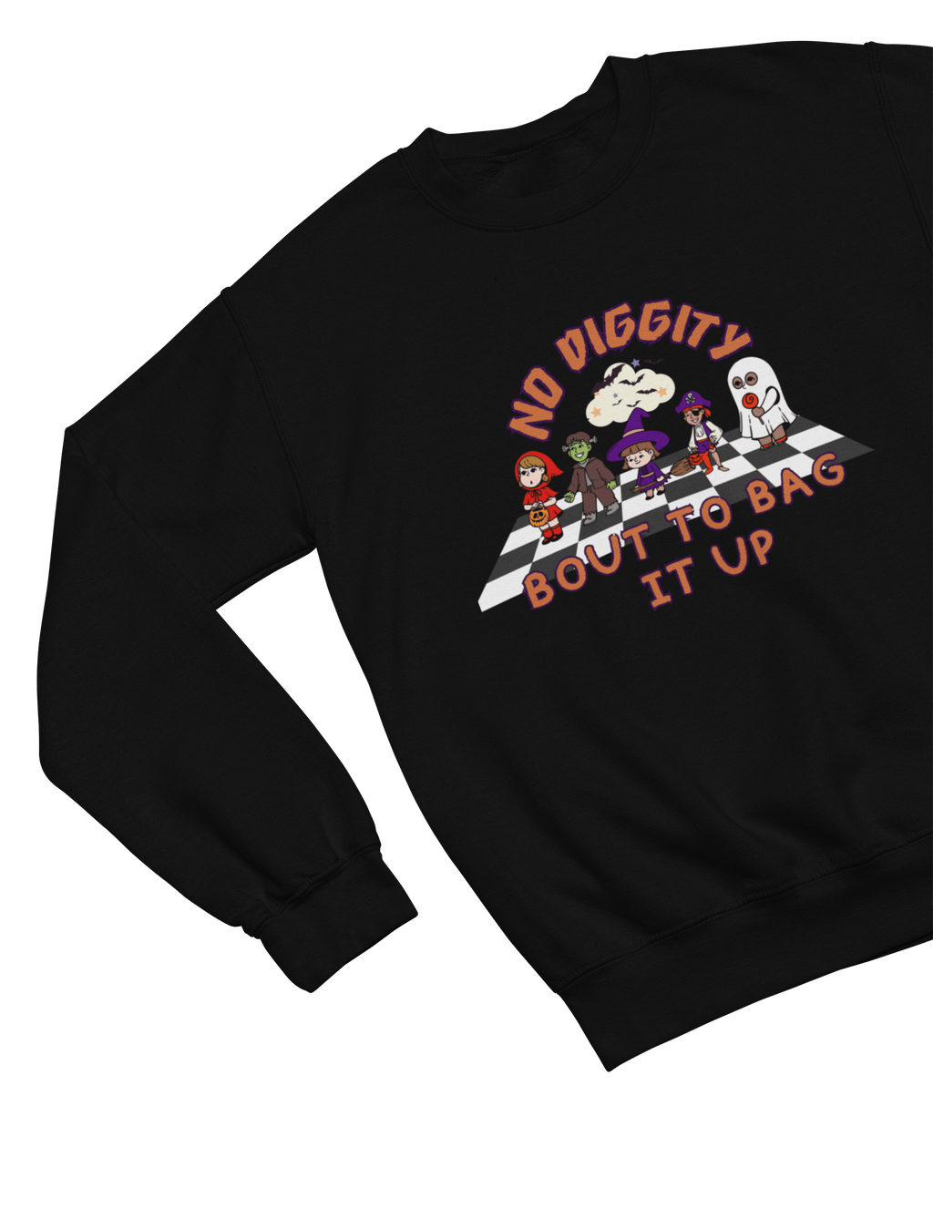 My Store Halloween Funny Halloween Sweatshirt & T-Shirt | No Diggity Bout To Bag It Up