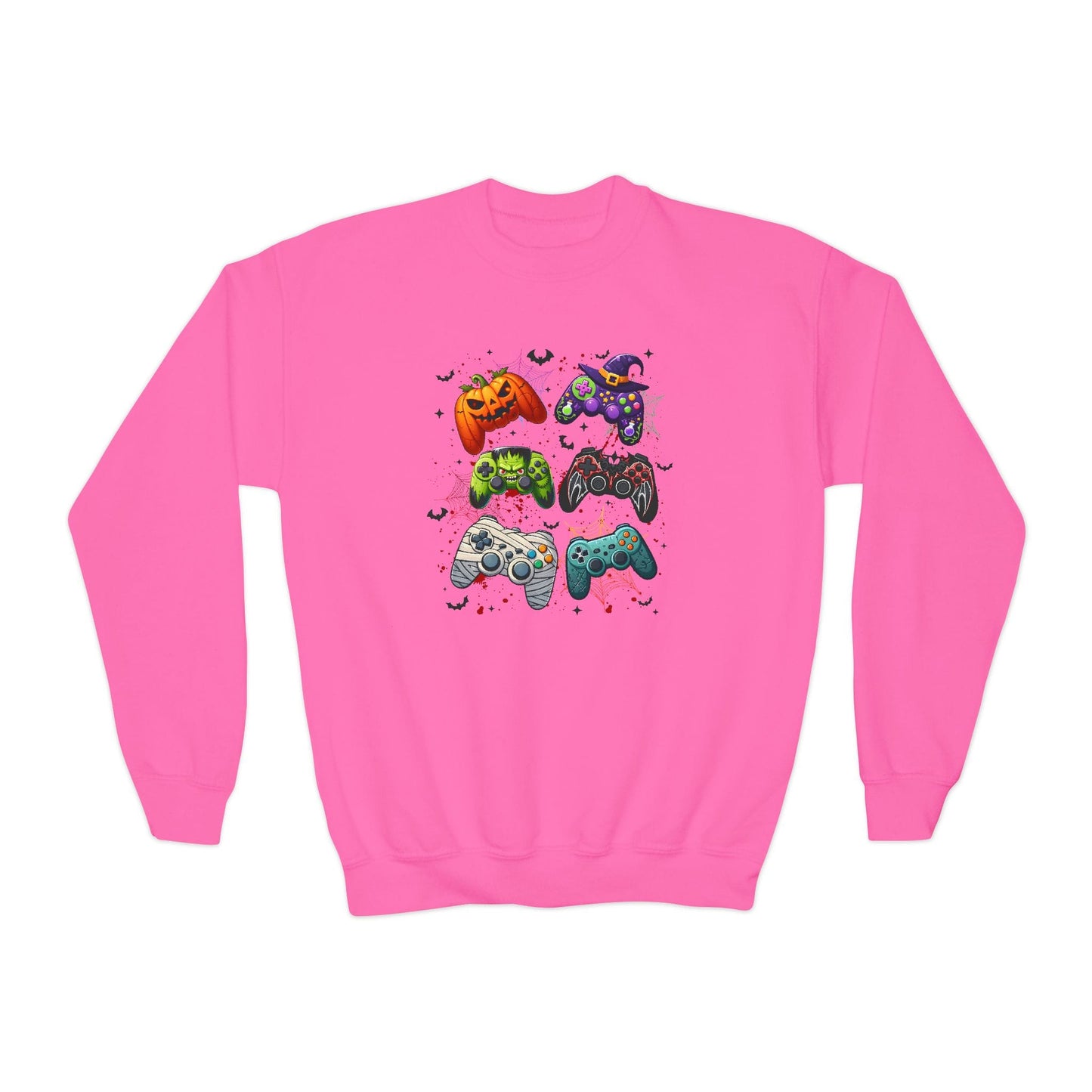 Halloween Gamer Kids Sweatshirt Safety Pink / XS gift_idea unique_gift personalised_gift