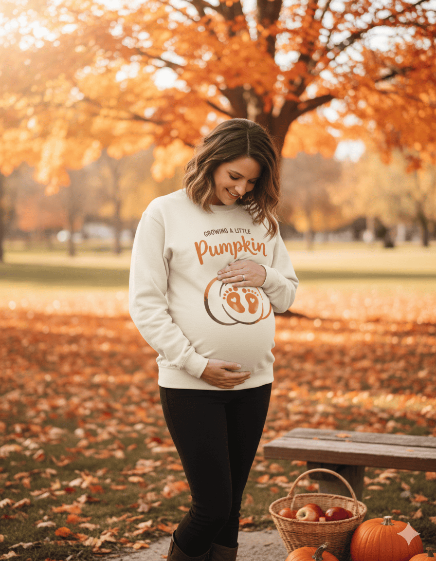 My Store Halloween Growing a Little Pumpkin Sweatshirt | Pregnancy Announcement Jumper