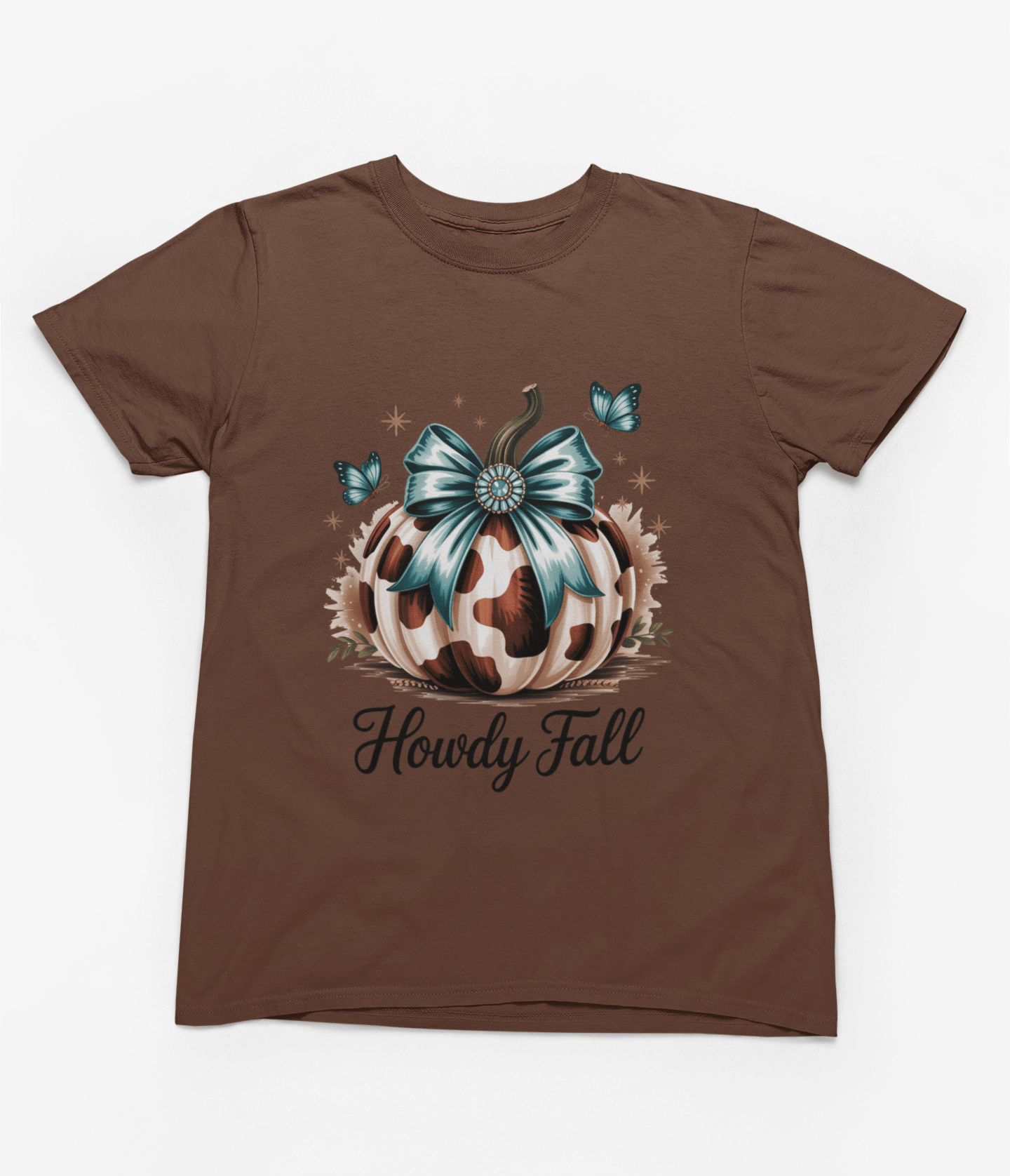 My Store Halloween T-Shirt / S (Adult) / Brown Howdy Fall Sweatshirt | Cow Print Pumpkin Autumn Jumper