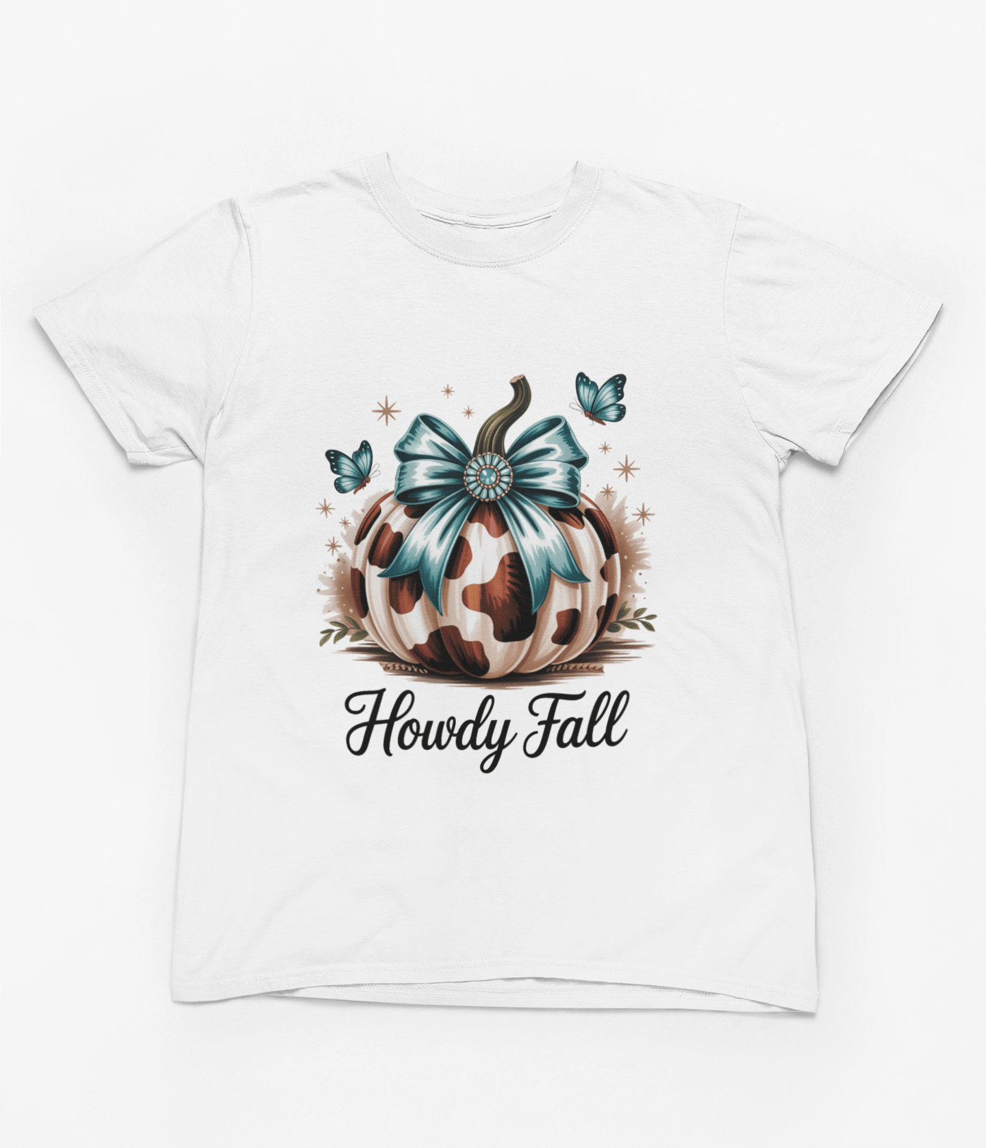 My Store Halloween T-Shirt / S (Adult) / White Howdy Fall Sweatshirt | Cow Print Pumpkin Autumn Jumper