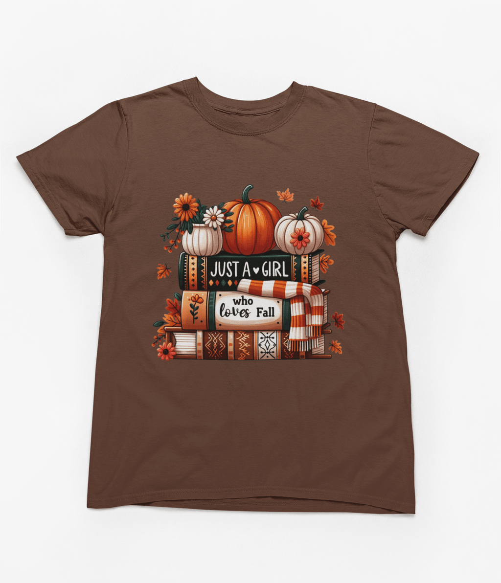 My Store Halloween T-Shirt / S (Adult) / Brown Just a Girl Who Loves Fall Sweatshirt | Cozy Autumn Jumper