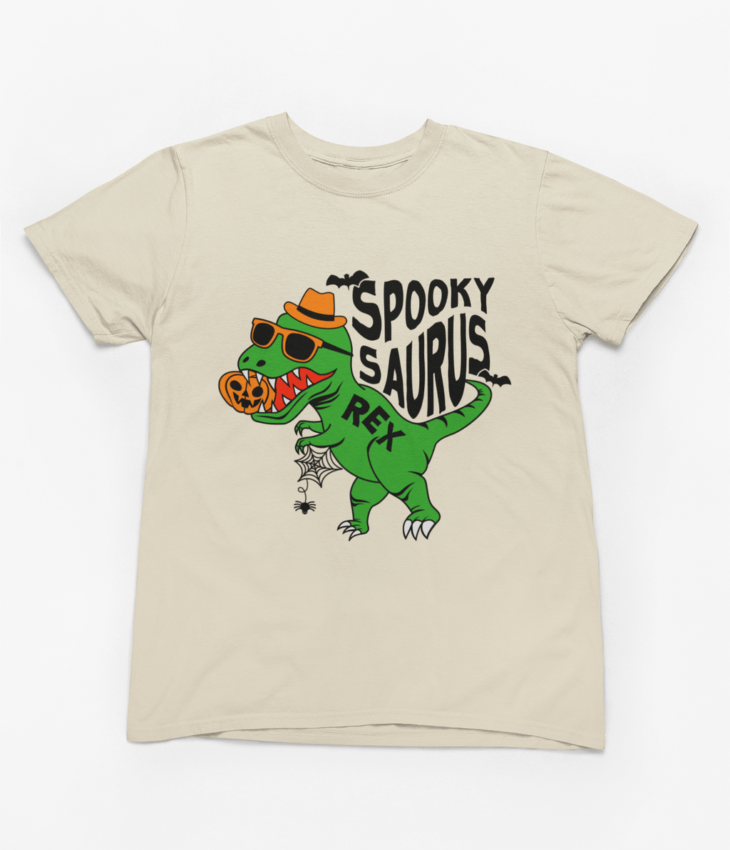 My Store Halloween T-Shirt / 3-4 years / Beige Kids Spookysaurus Rex Halloween Sweatshirt | Dinosaur Jumper