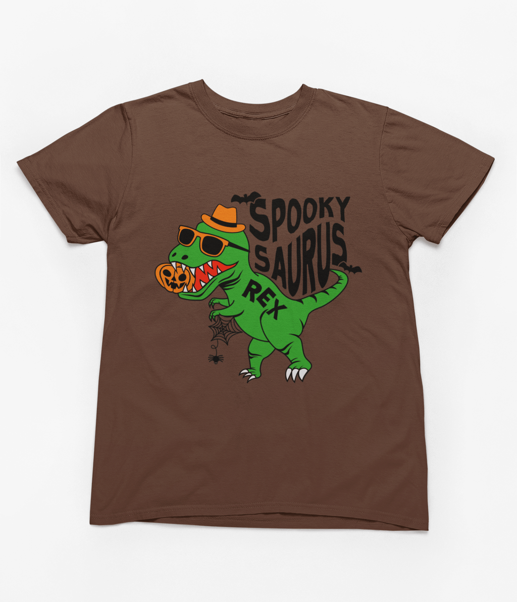 My Store Halloween T-Shirt / 3-4 years / Brown Kids Spookysaurus Rex Halloween Sweatshirt | Dinosaur Jumper