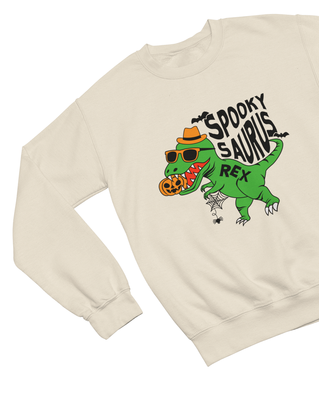 My Store Halloween Sweatshirt / 3-4 years / Beige Kids Spookysaurus Rex Halloween Sweatshirt | Dinosaur Jumper