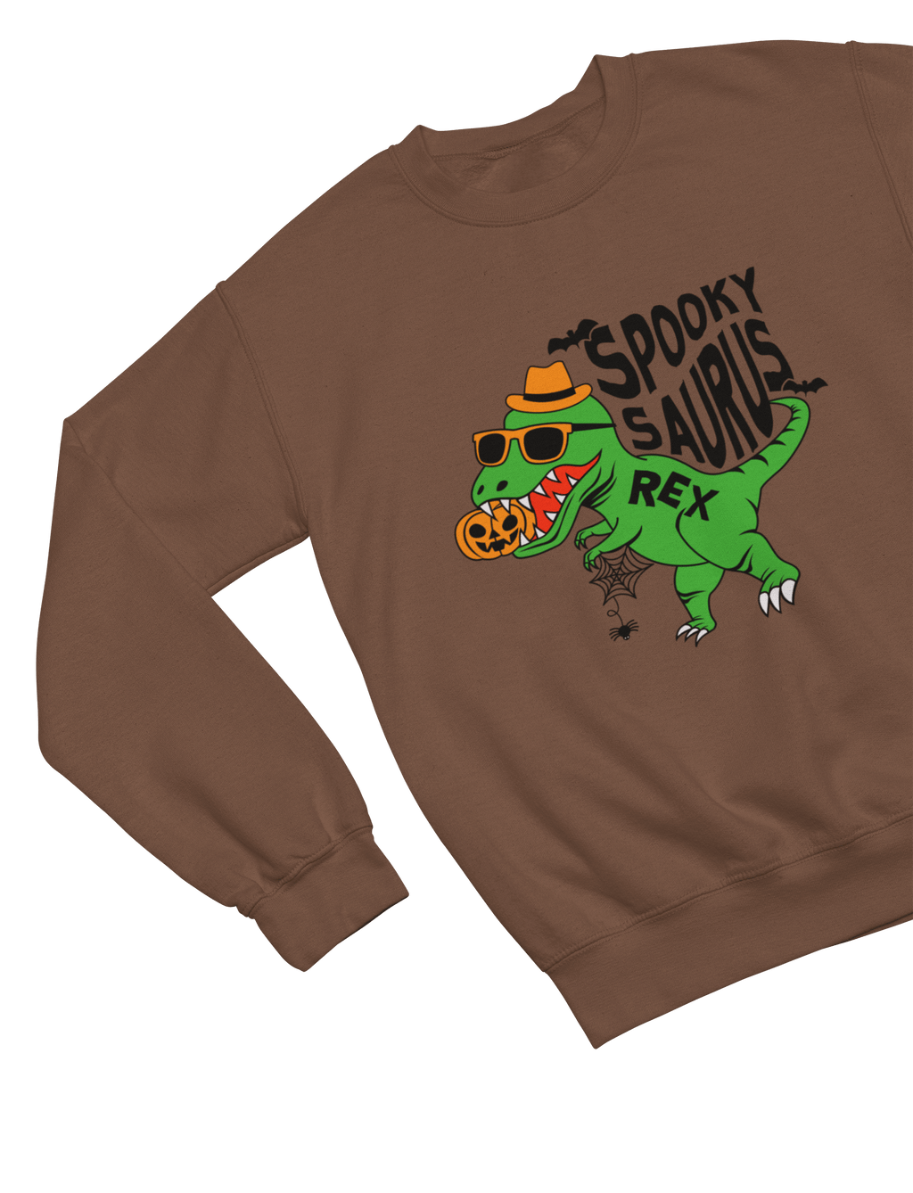 My Store Halloween Sweatshirt / 3-4 years / Brown Kids Spookysaurus Rex Halloween Sweatshirt | Dinosaur Jumper