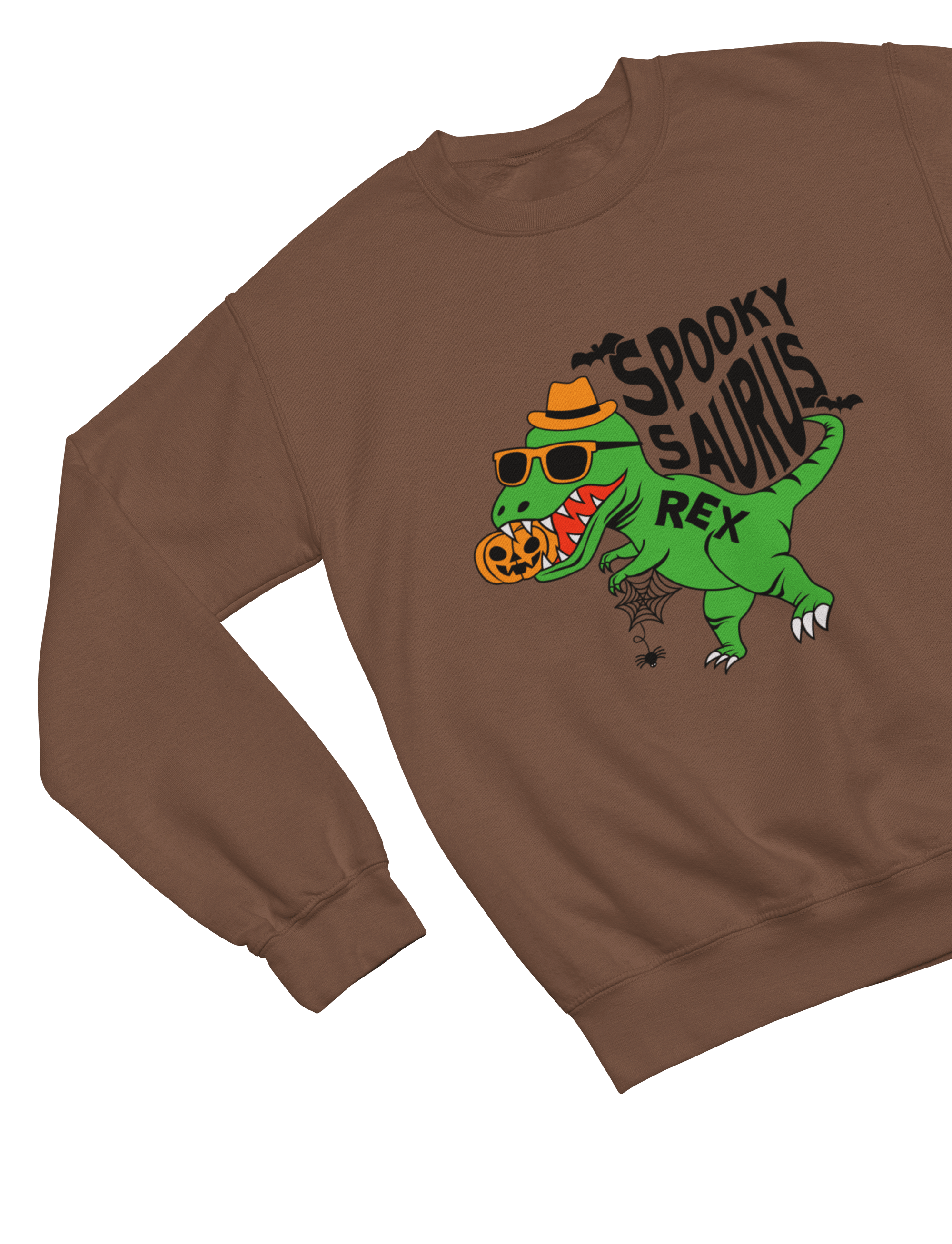 My Store Halloween Sweatshirt / 3-4 years / Brown Kids Spookysaurus Rex Halloween Sweatshirt | Dinosaur Jumper