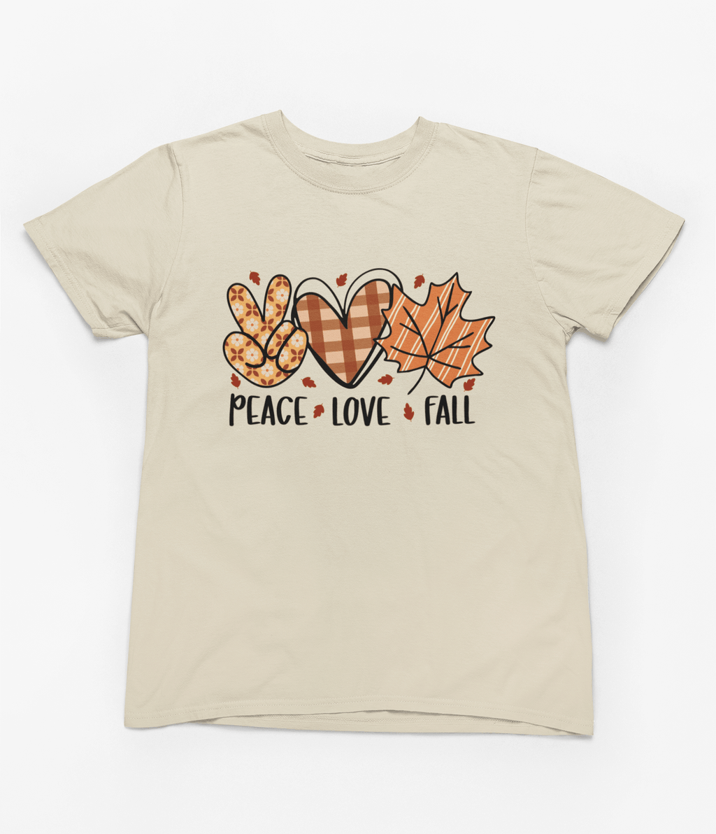 My Store Halloween T-Shirt / S (Adult) / Beige Peace Love Fall Sweatshirt | Retro Autumn Cozy Jumper