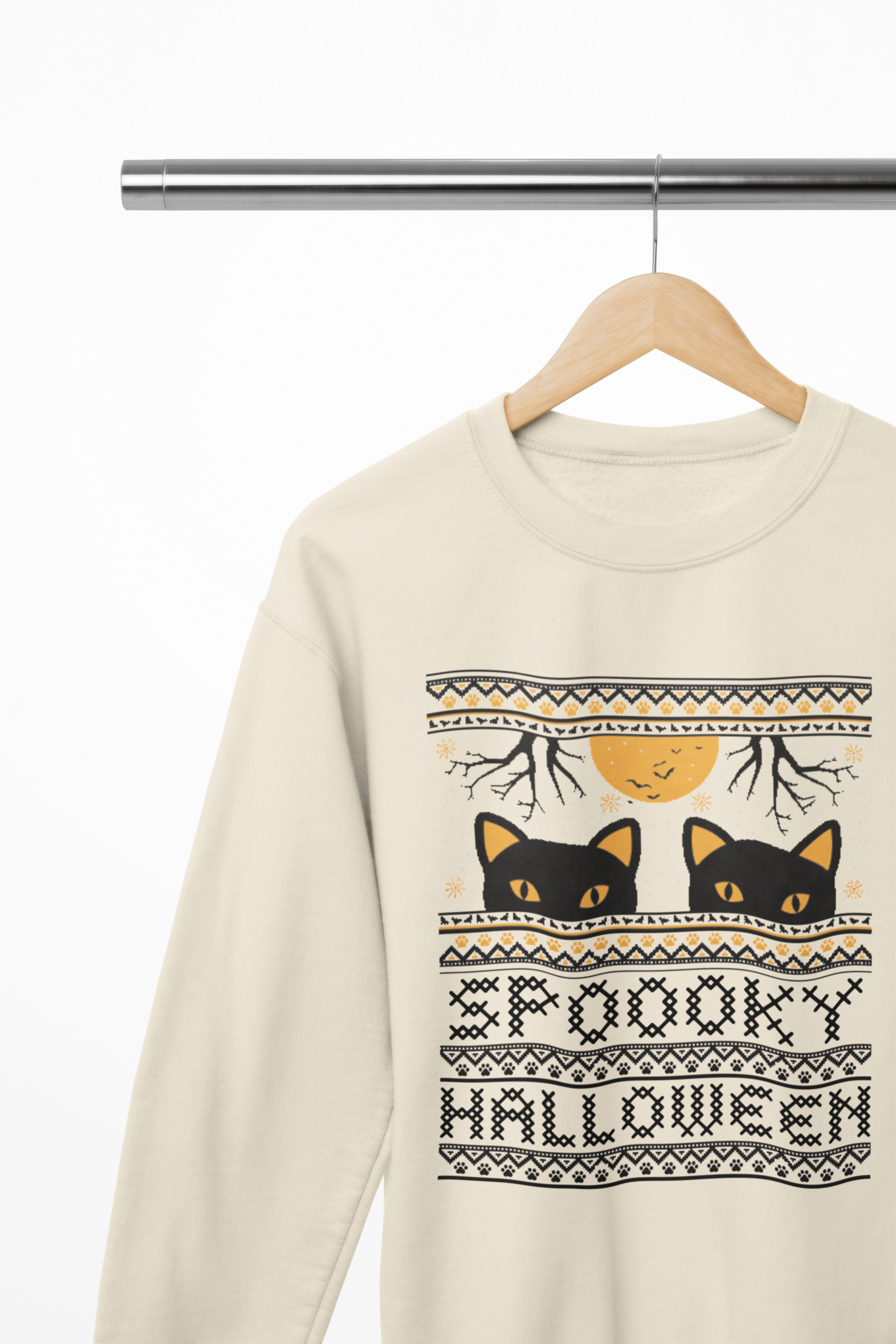 My Store Halloween Spooky Halloween Cat Sweatshirt & T-Shirt | Ugly Sweater Style