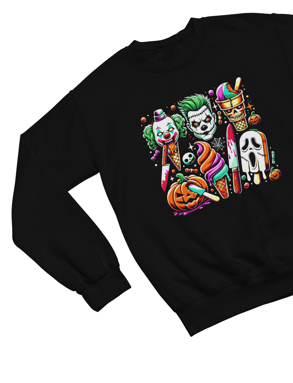 My Store Halloween Spooky Halloween Horror Ice Cream Sweatshirt & T-Shirt – Halloween Clown & Ghost Top