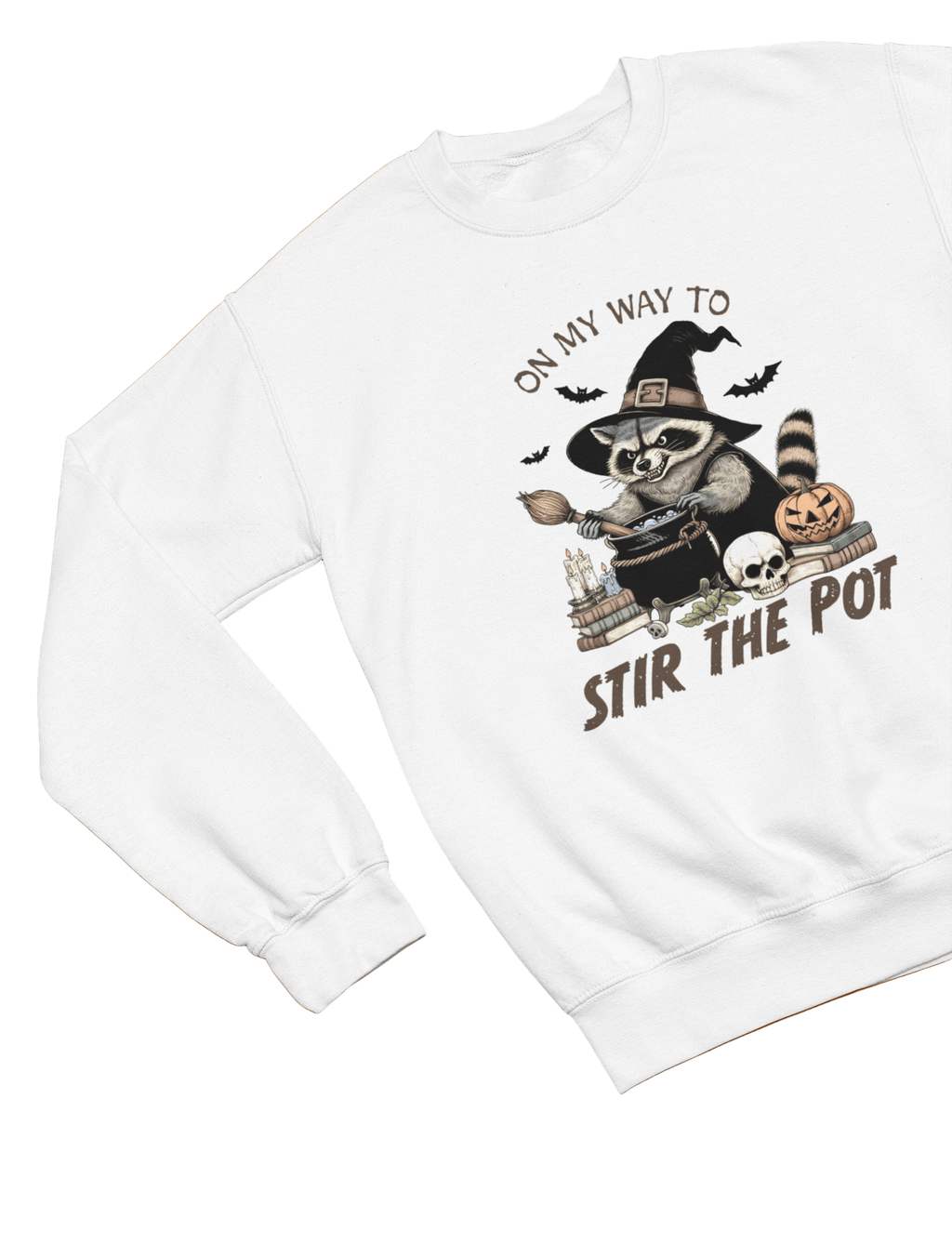 My Store Halloween Stir the Pot Raccoon Halloween Sweatshirt & T-Shirt – Witchy Funny Design