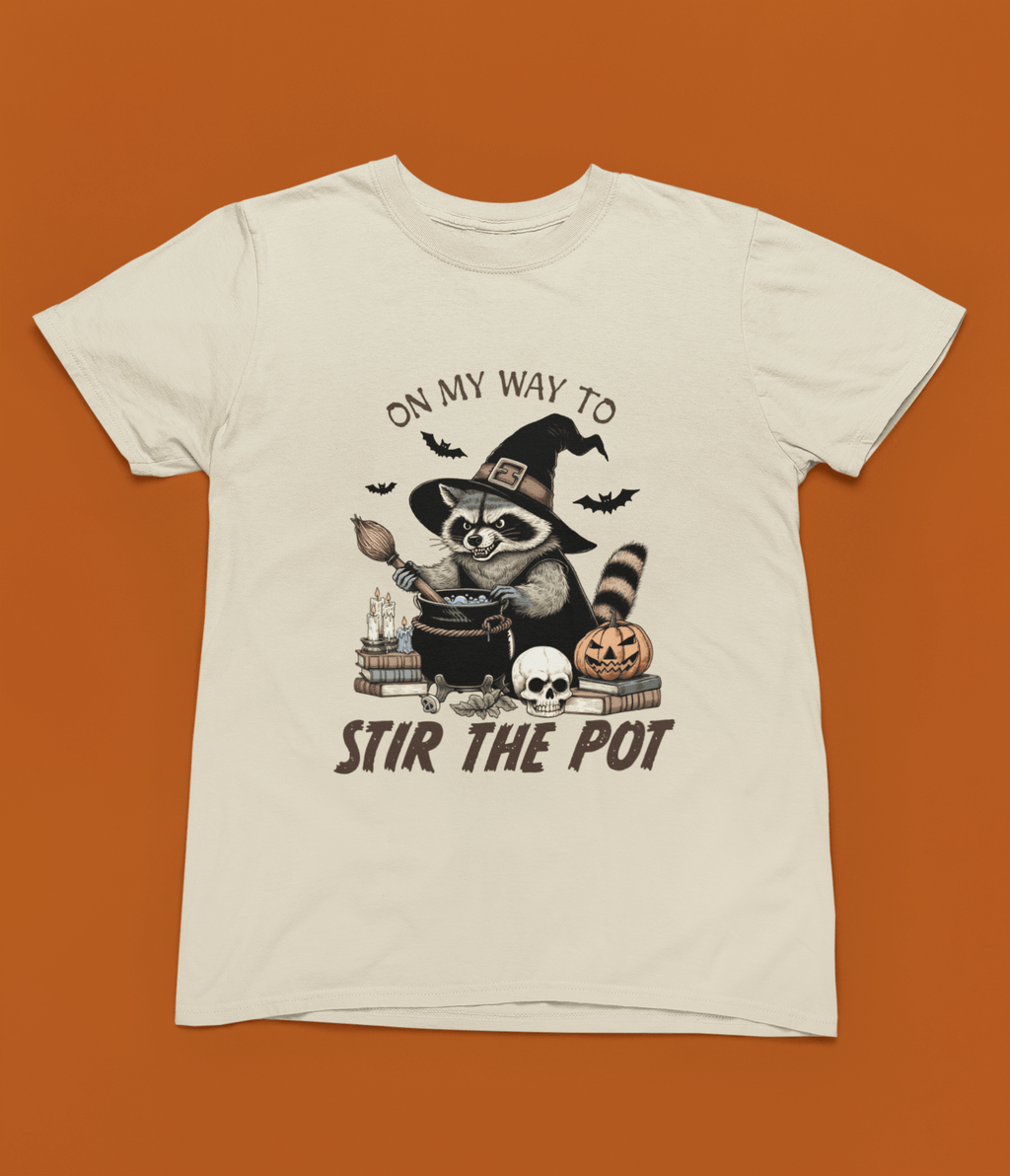 My Store Halloween Stir the Pot Raccoon Halloween Sweatshirt & T-Shirt – Witchy Funny Design