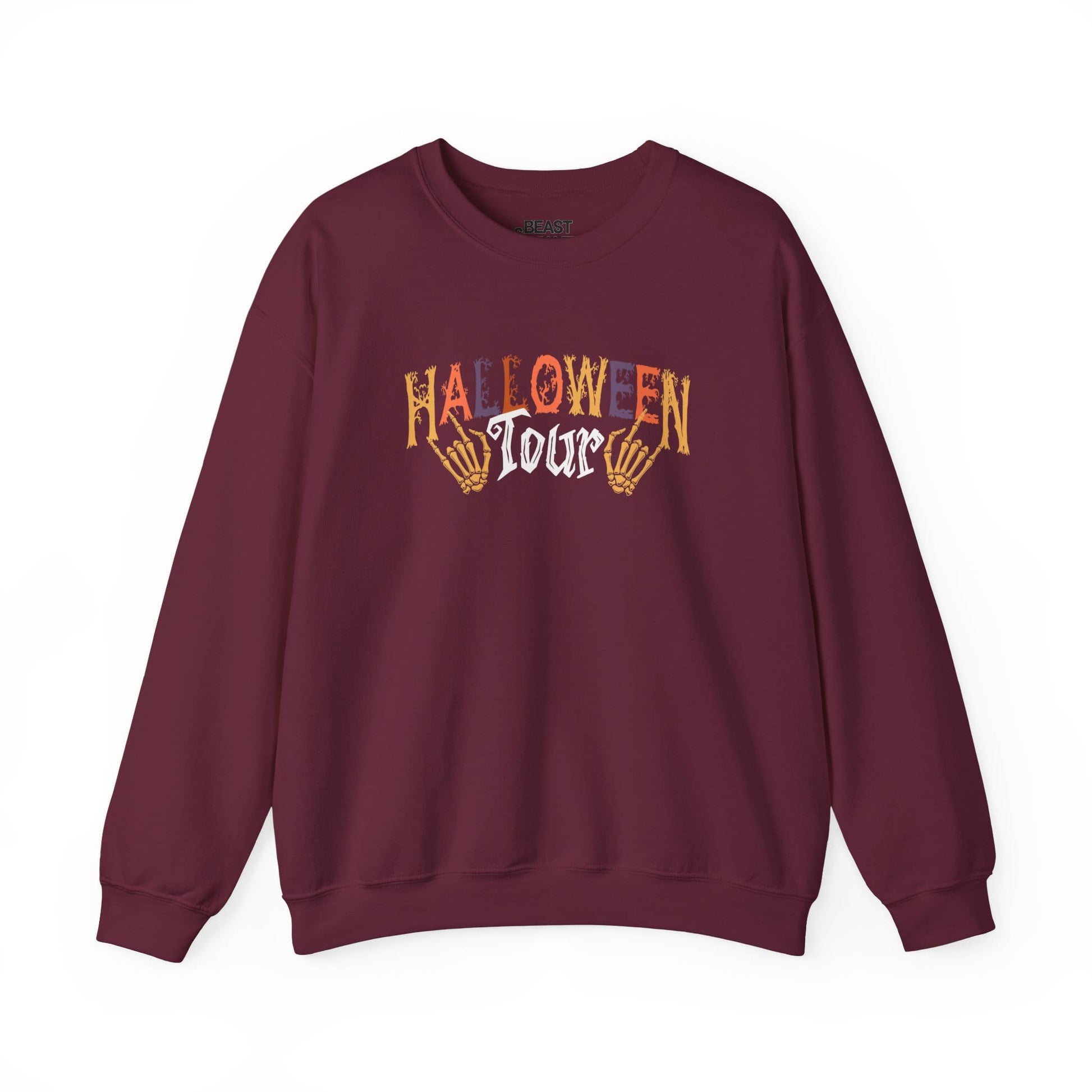Halloween Tour Skeleton Hands Sweatshirt Maroon / S gift_idea unique_gift personalised_gift