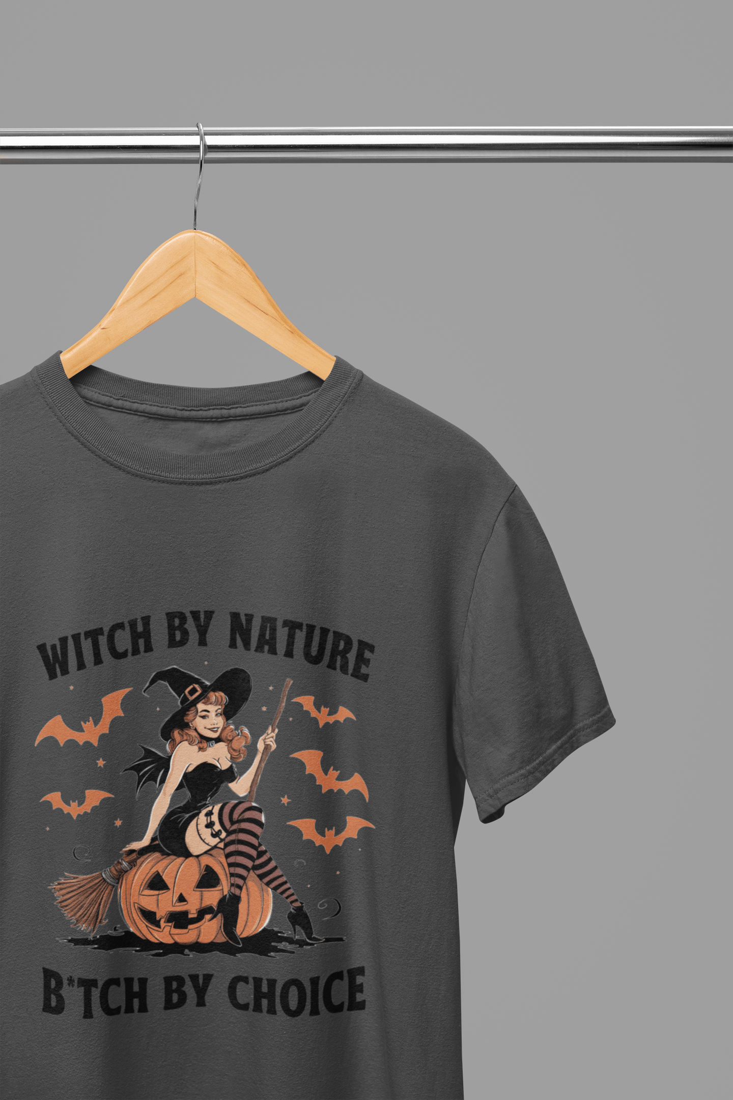 My Store Halloween Grey / Small / T-Shirt Witch By Nature Halloween Sweatshirt – Funny Retro Witch Jumper