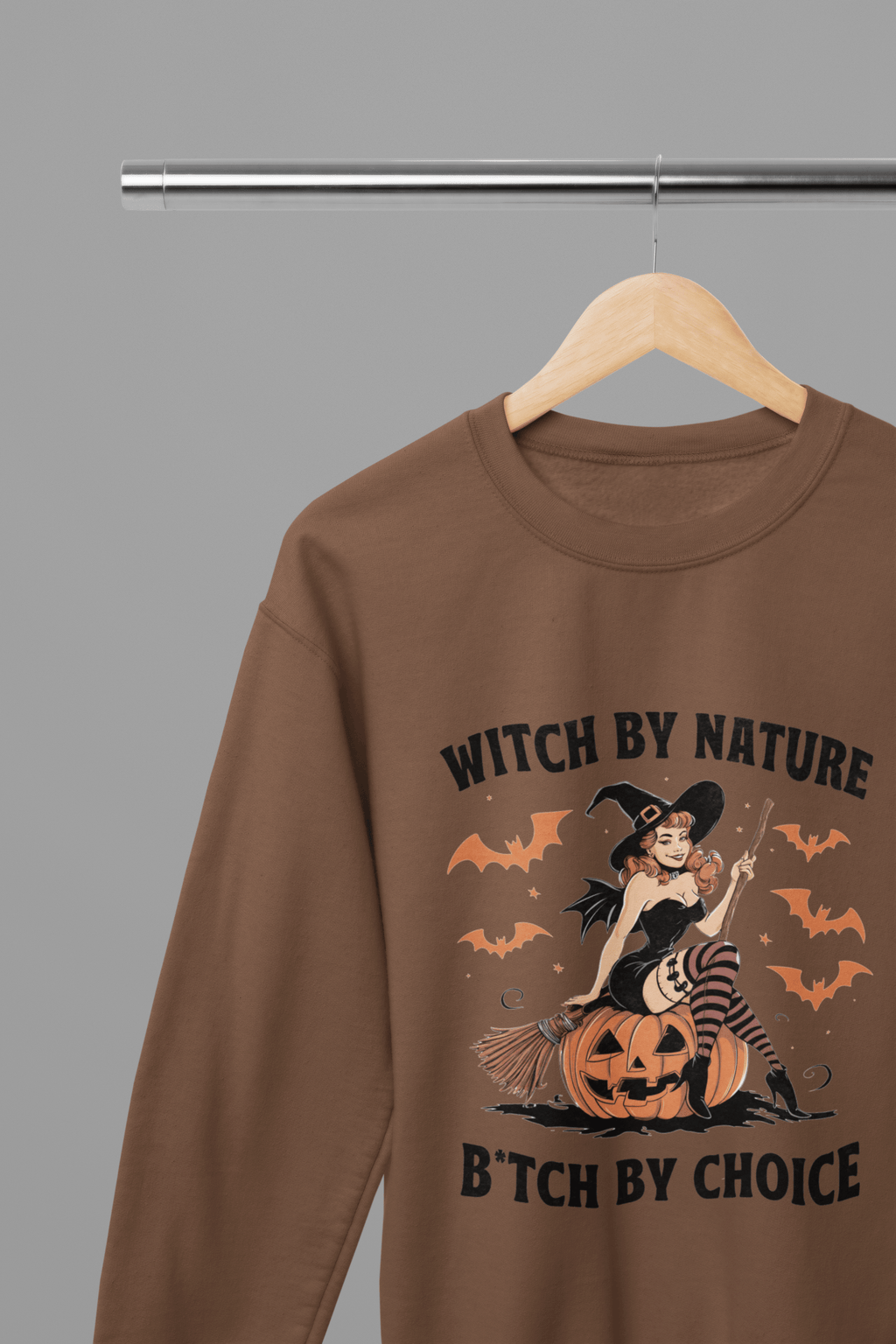 My Store Halloween Brown / Small / Sweatshirt Witch By Nature Halloween Sweatshirt – Funny Retro Witch Jumper