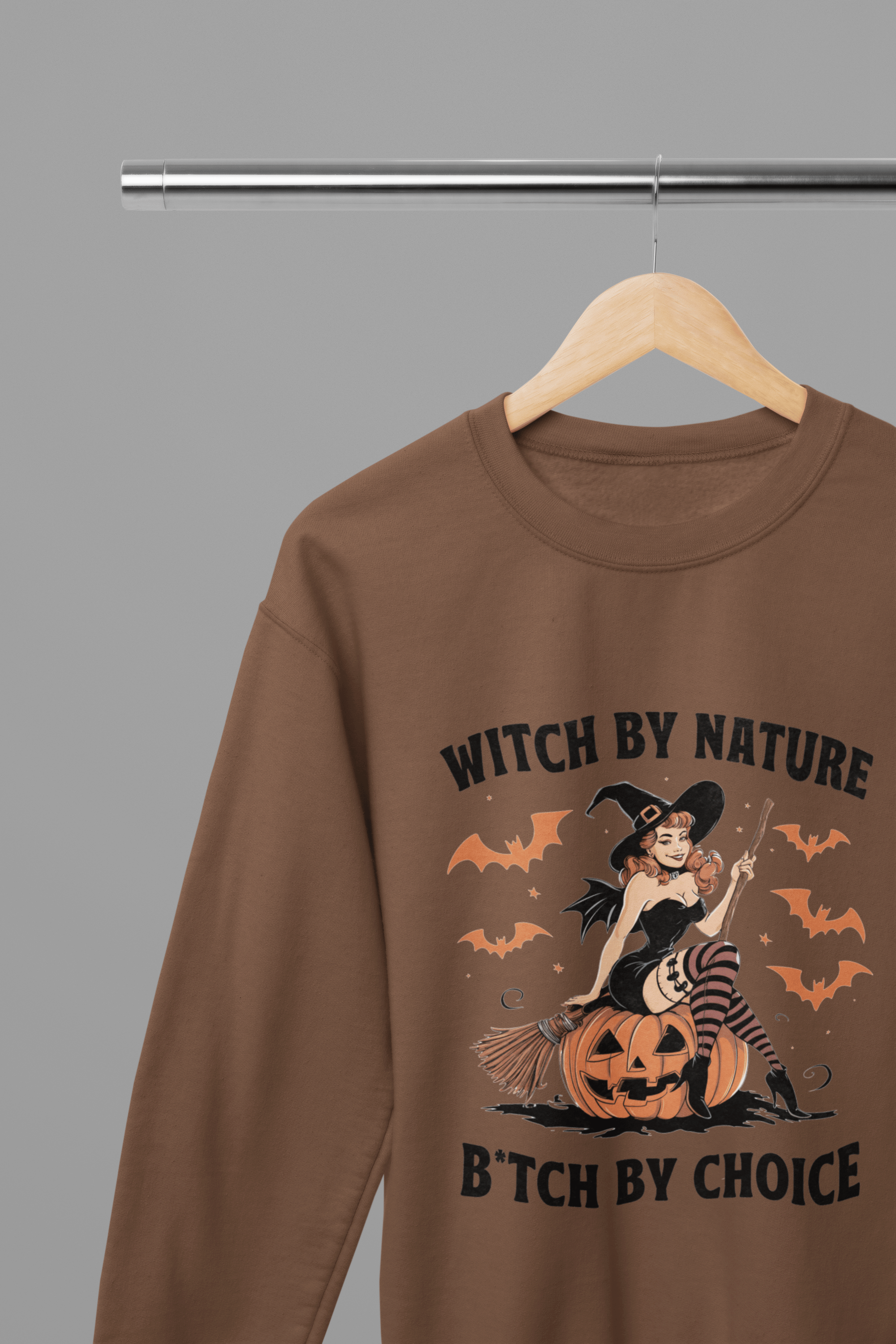My Store Halloween Brown / Small / Sweatshirt Witch By Nature Halloween Sweatshirt – Funny Retro Witch Jumper