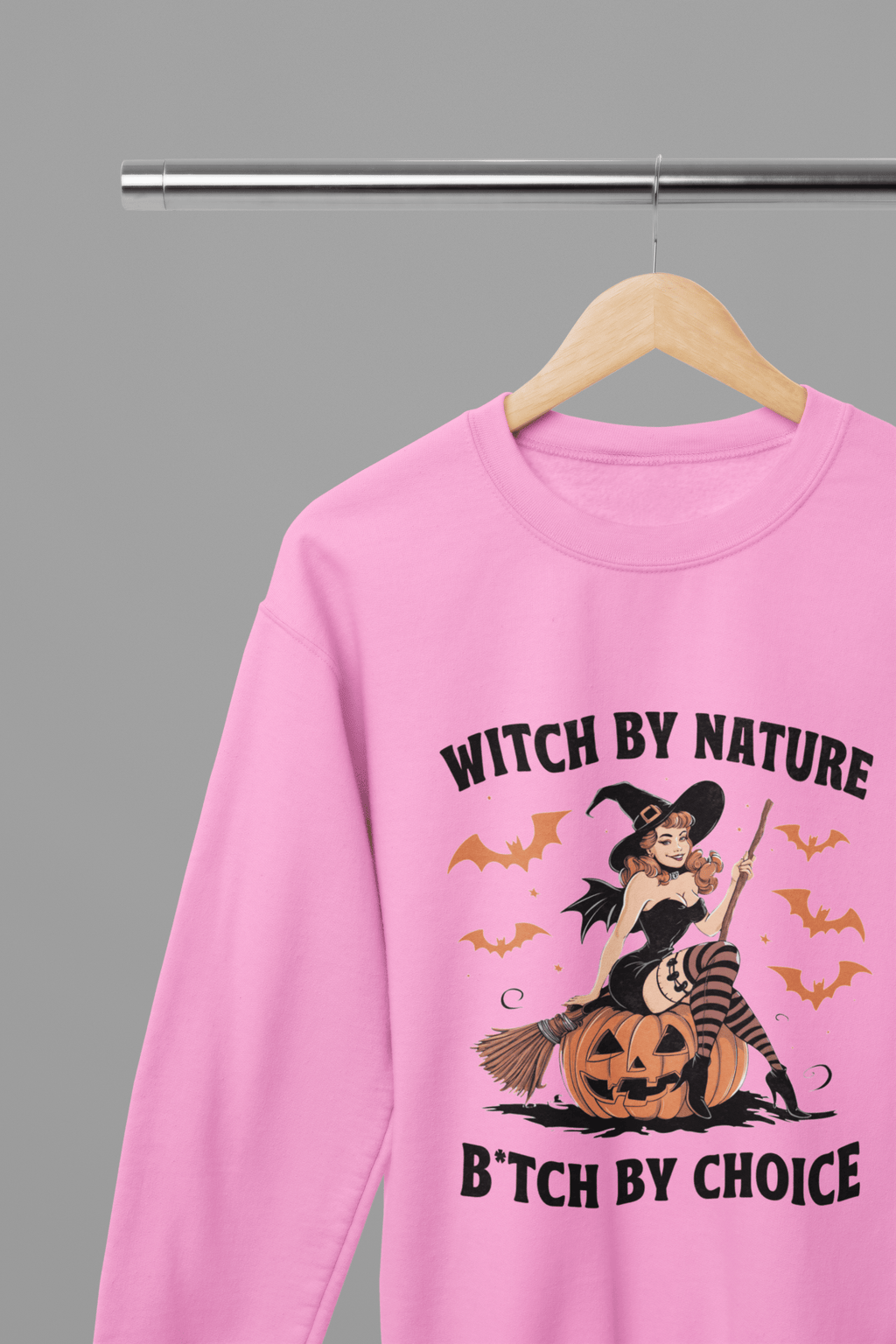 My Store Halloween Pink / Small / Sweatshirt Witch By Nature Halloween Sweatshirt – Funny Retro Witch Jumper