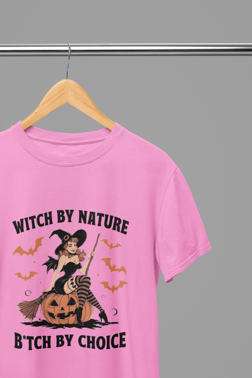 My Store Halloween Pink / Small / T-Shirt Witch By Nature Halloween Sweatshirt – Funny Retro Witch Jumper