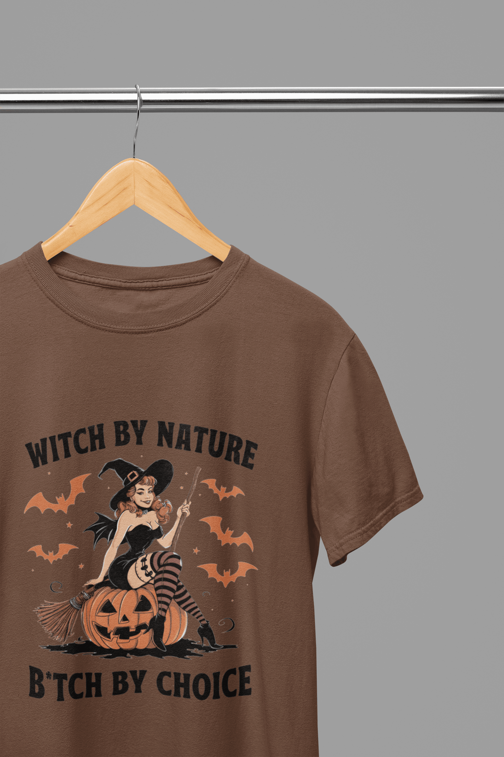 My Store Halloween Brown / Small / T-Shirt Witch By Nature Halloween Sweatshirt – Funny Retro Witch Jumper