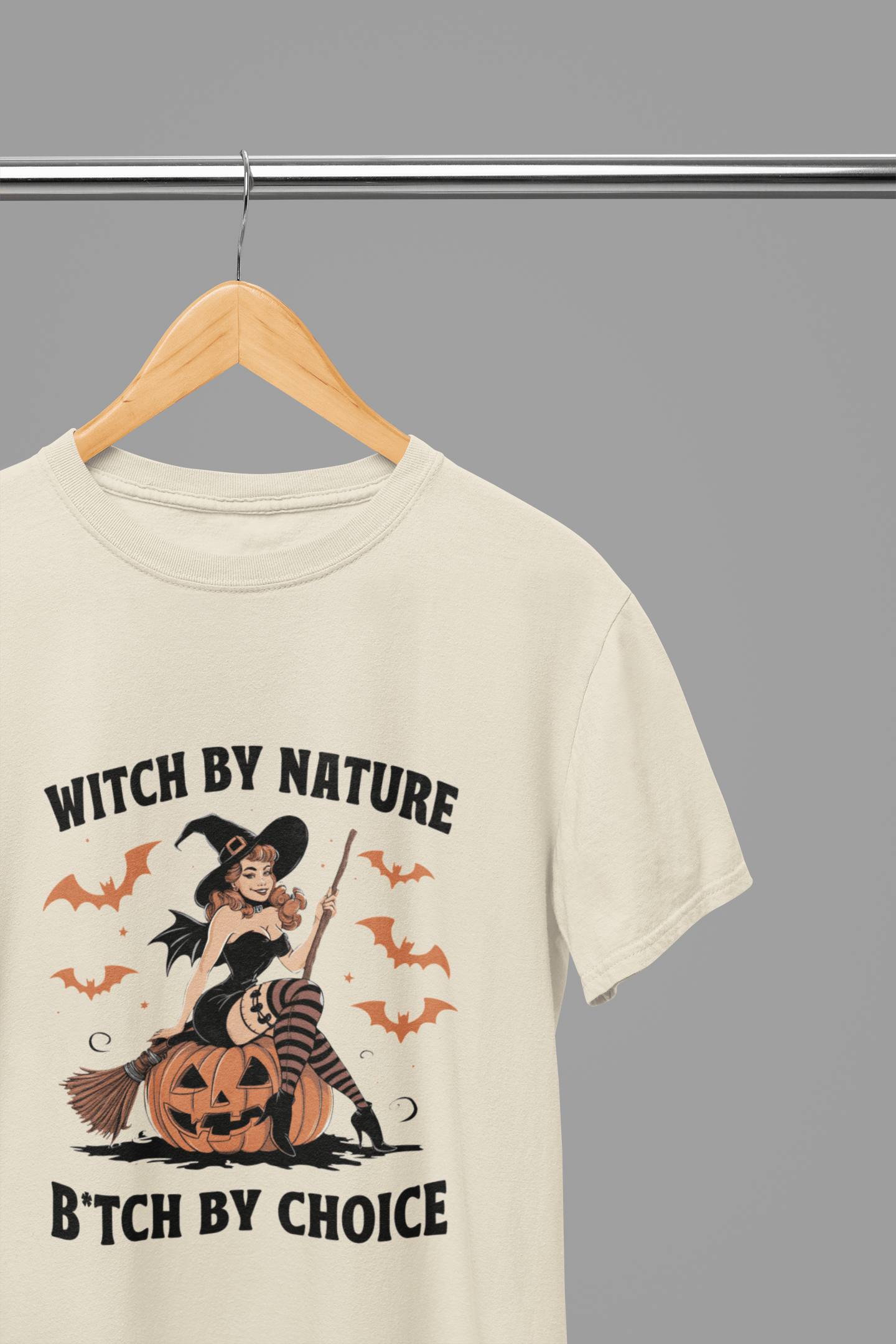 My Store Halloween Beige / Small / T-Shirt Witch By Nature Halloween Sweatshirt – Funny Retro Witch Jumper