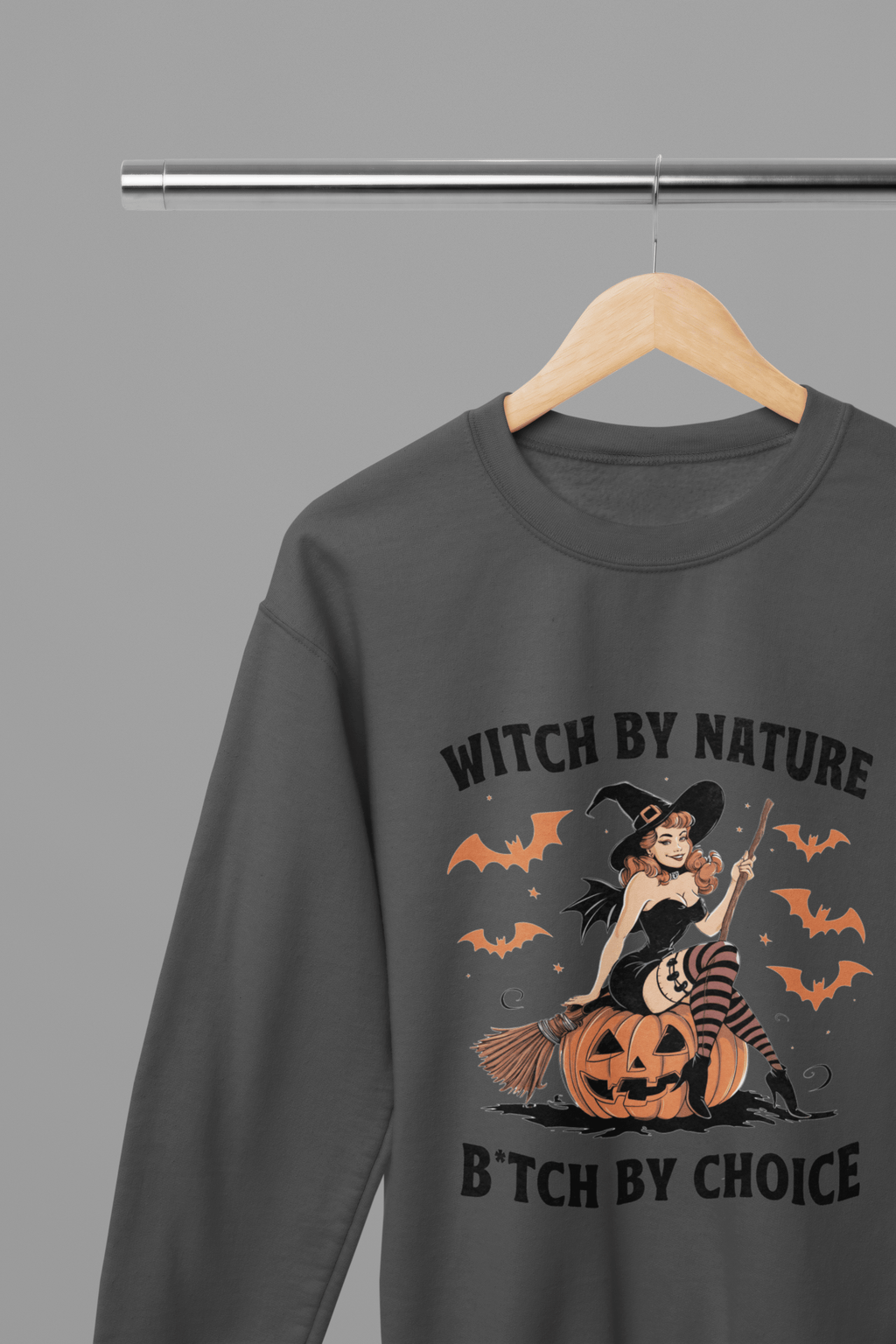 My Store Halloween Grey / Small / Sweatshirt Witch By Nature Halloween Sweatshirt – Funny Retro Witch Jumper