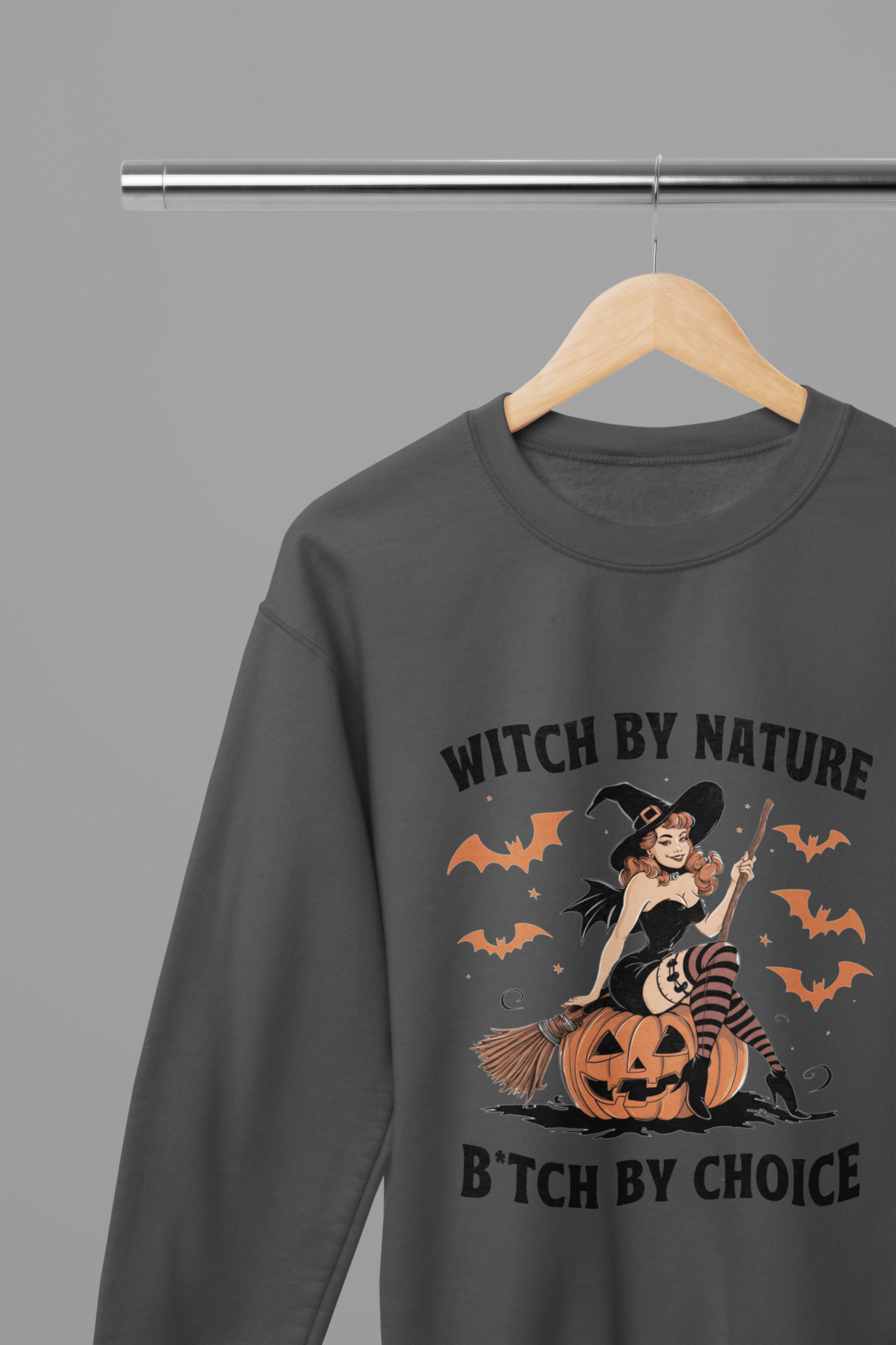 My Store Halloween Grey / Small / Sweatshirt Witch By Nature Halloween Sweatshirt – Funny Retro Witch Jumper